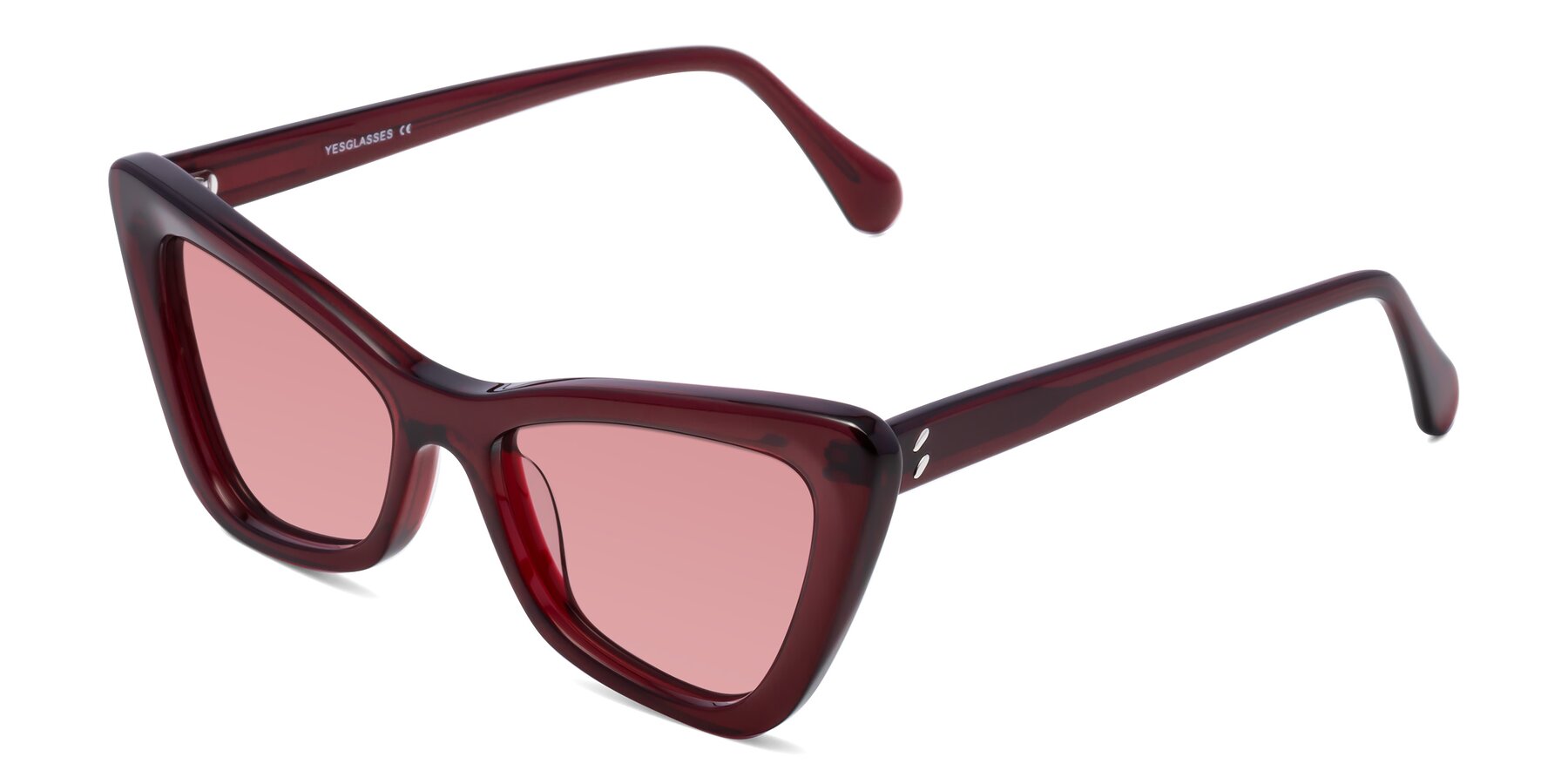 Angle of Rua in Wine with Medium Garnet Tinted Lenses