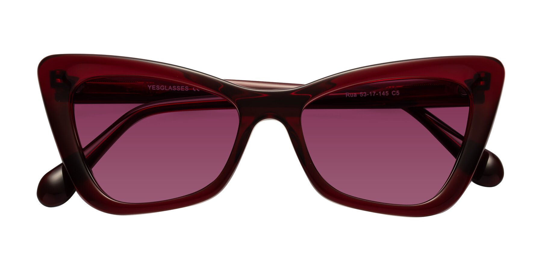 Folded Front of Rua in Wine with Wine Tinted Lenses