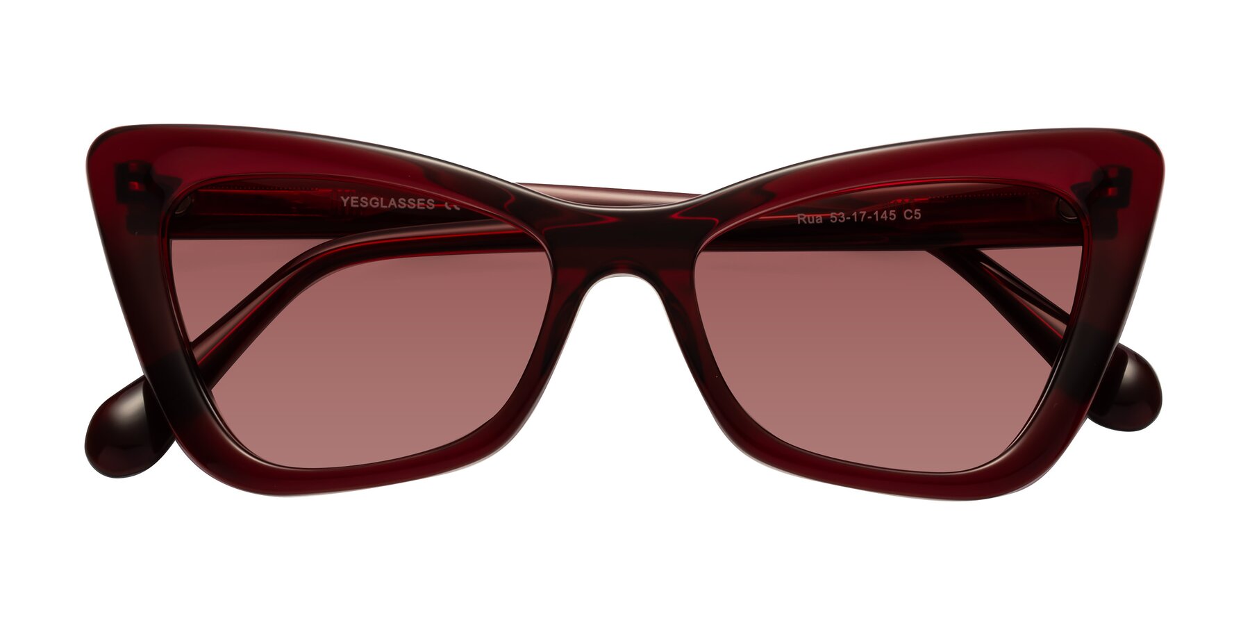 Folded Front of Rua in Wine with Garnet Tinted Lenses