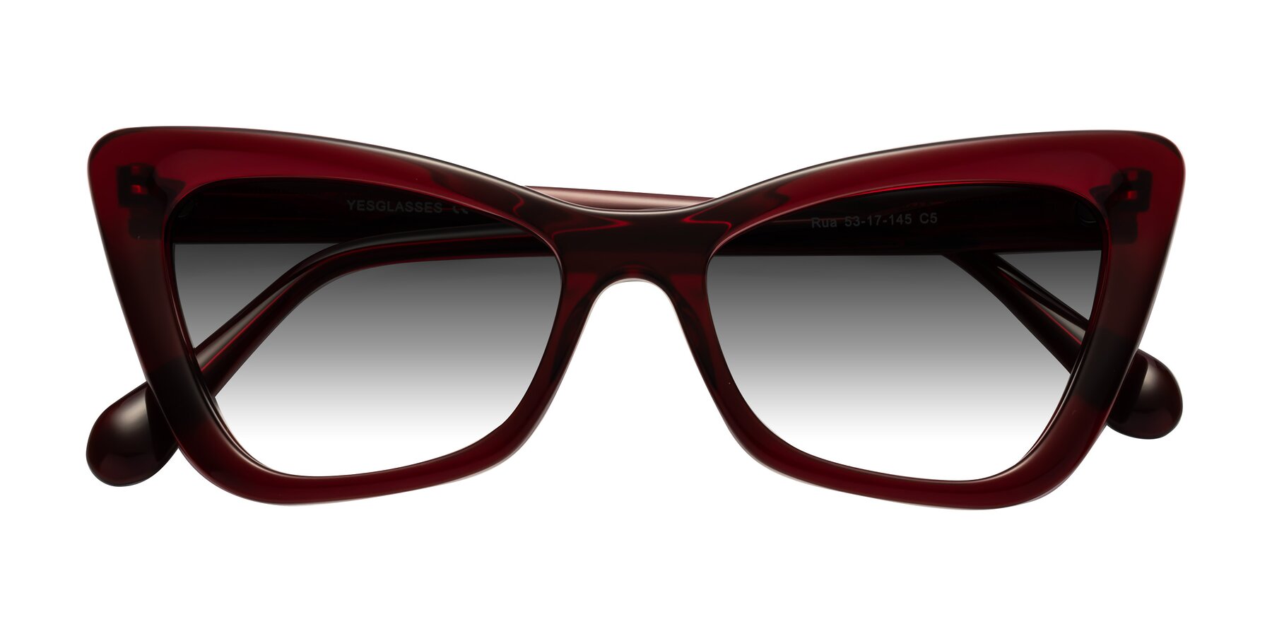 Folded Front of Rua in Wine with Gray Gradient Lenses