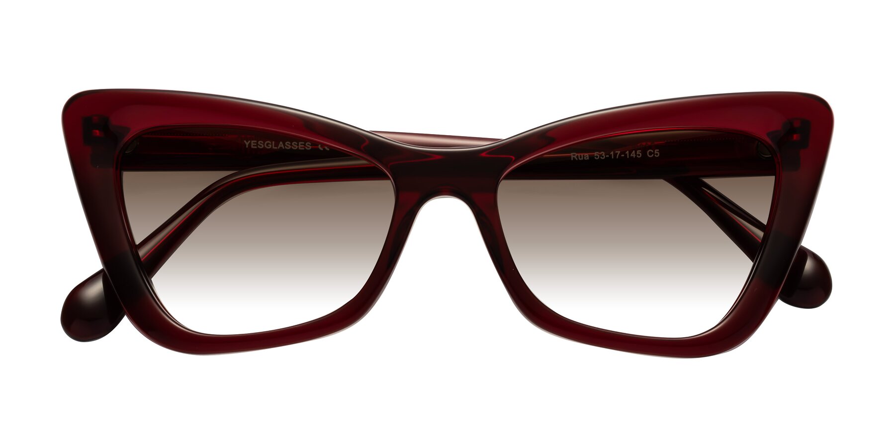 Folded Front of Rua in Wine with Brown Gradient Lenses