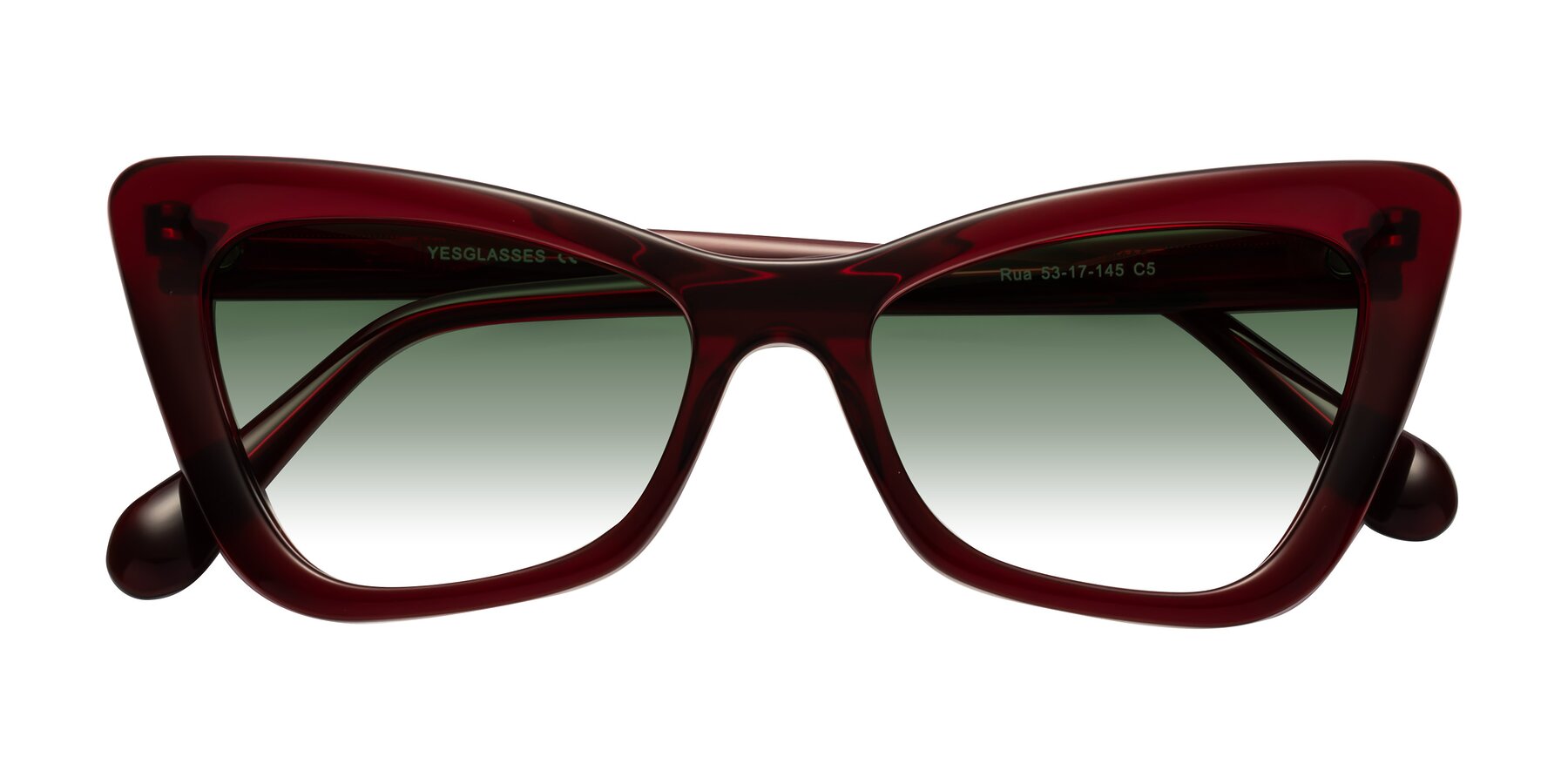 Folded Front of Rua in Wine with Green Gradient Lenses
