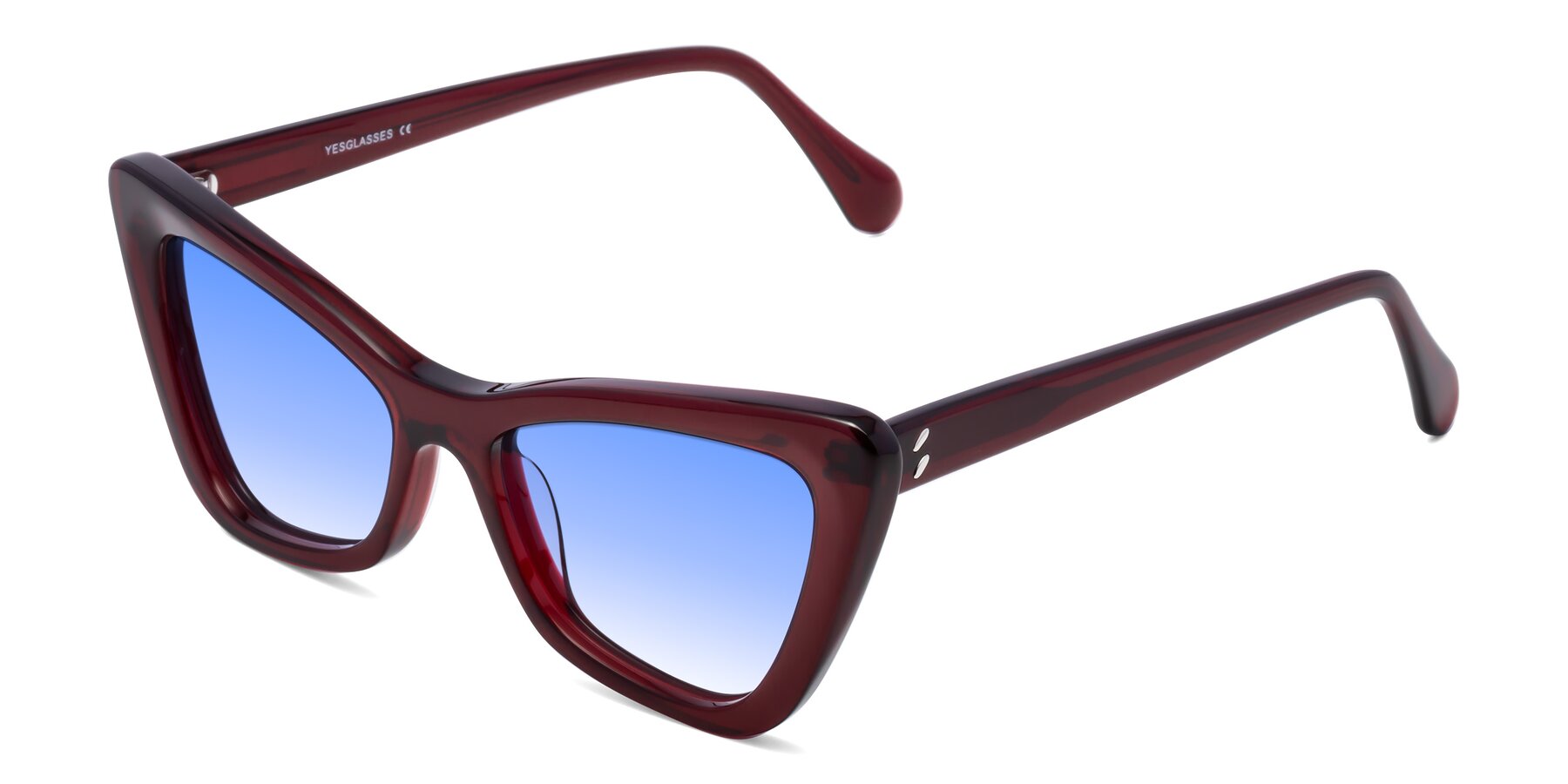 Angle of Rua in Wine with Blue Gradient Lenses