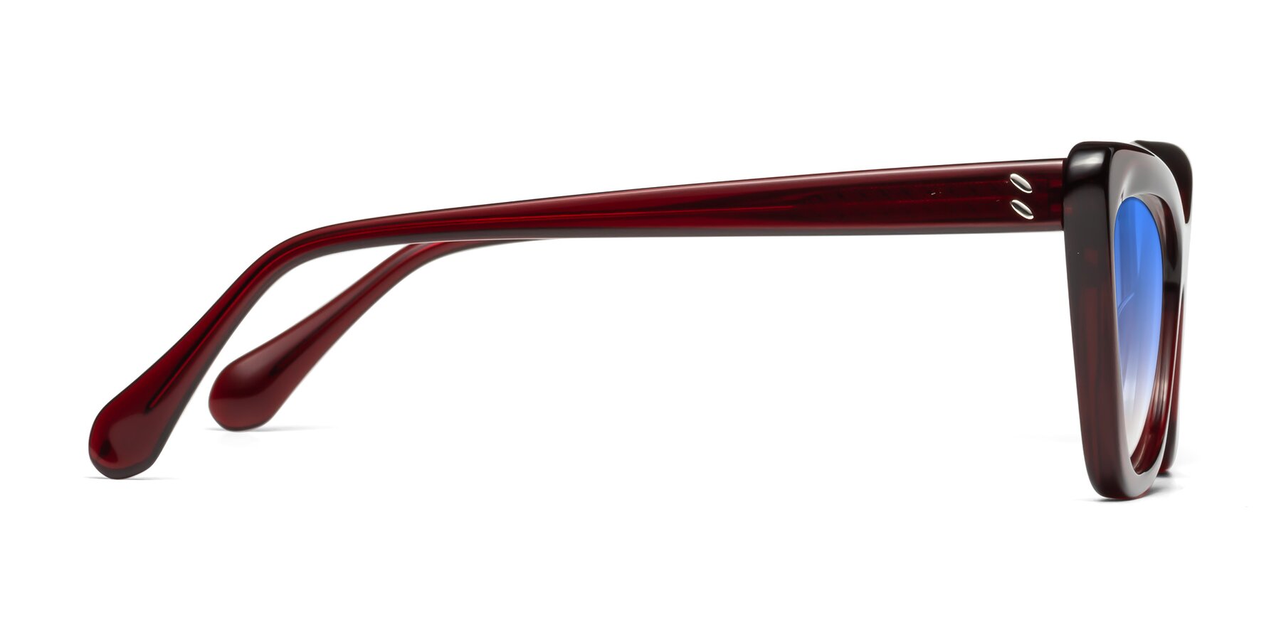 Side of Rua in Wine with Blue Gradient Lenses