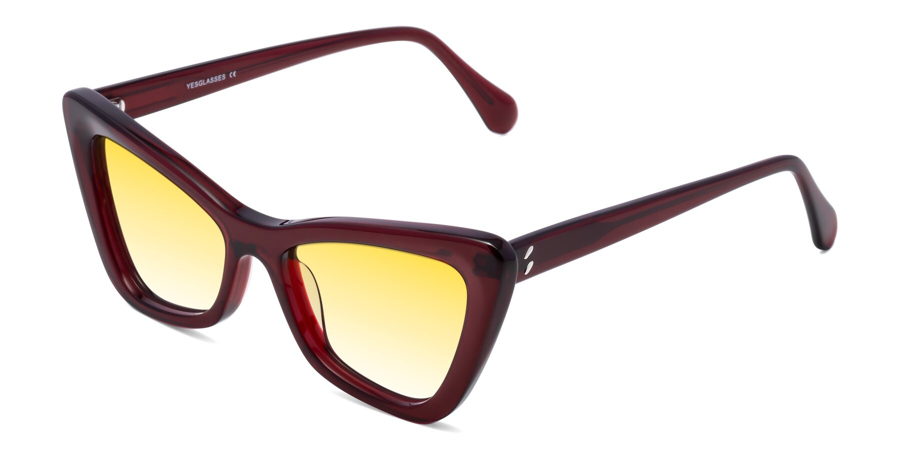 Angle of Rua in Wine with Yellow Gradient Lenses