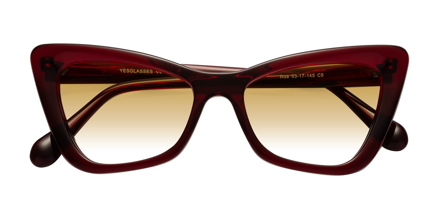 Folded Front of Rua in Wine with Champagne Gradient Lenses
