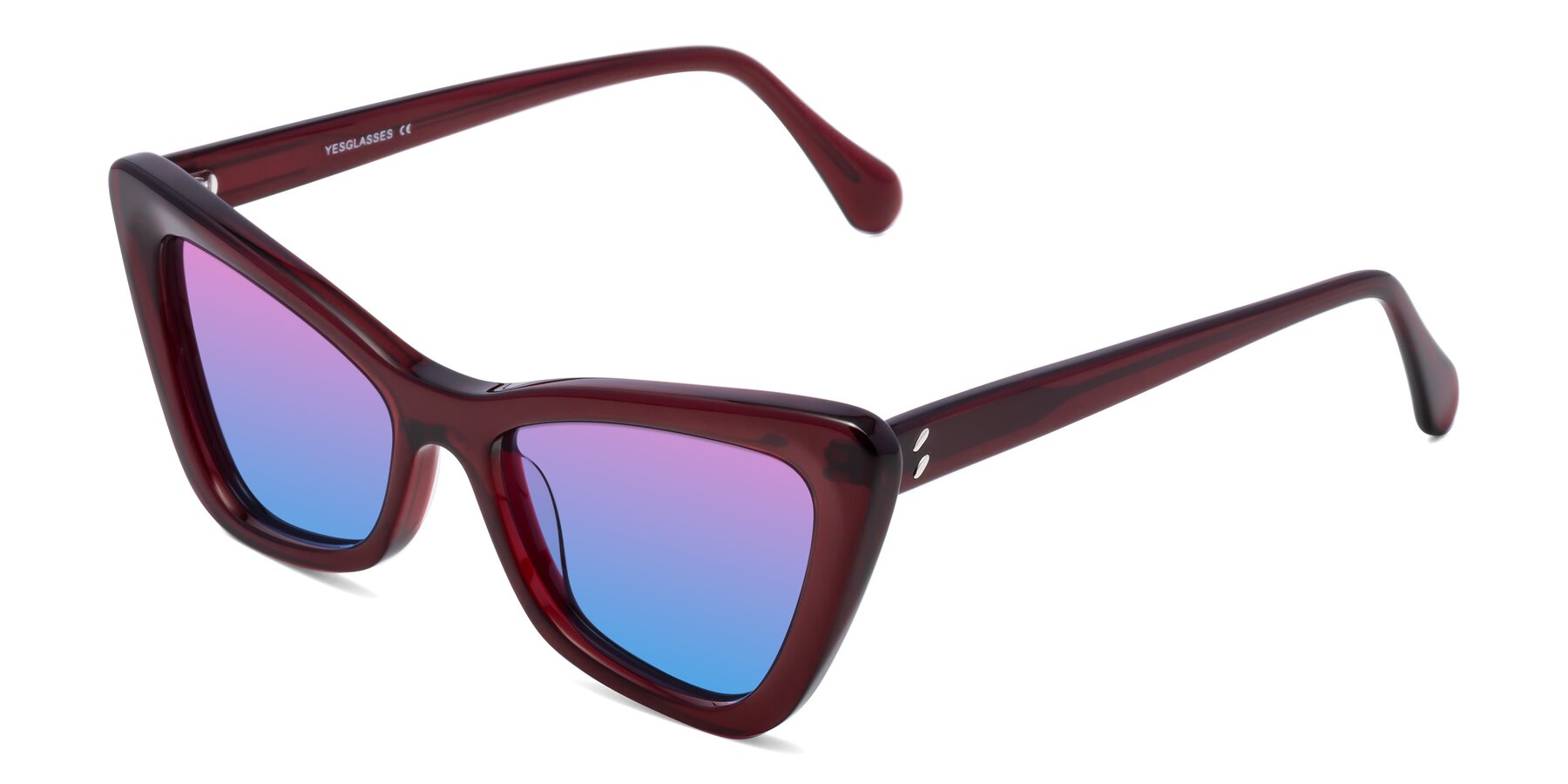 Angle of Rua in Wine with Pink / Blue Gradient Lenses
