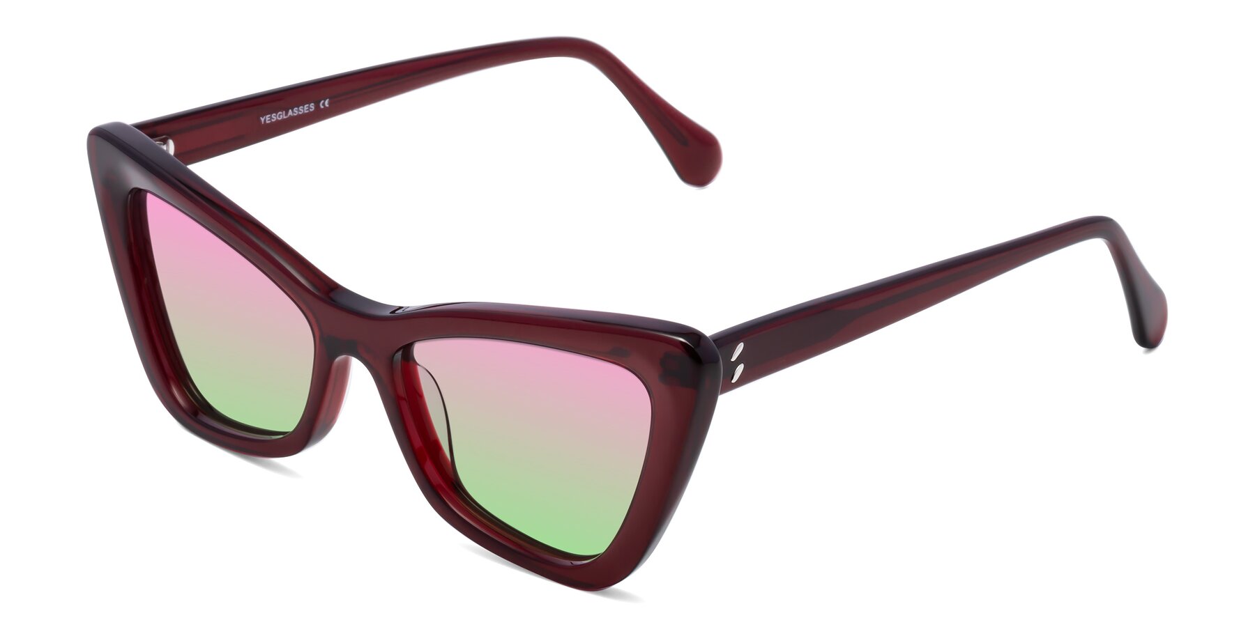 Angle of Rua in Wine with Pink / Green Gradient Lenses
