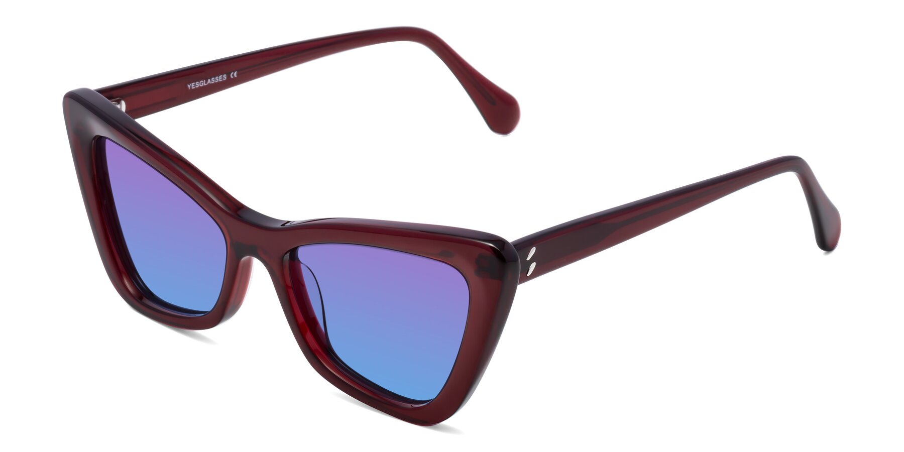 Angle of Rua in Wine with Purple / Blue Gradient Lenses