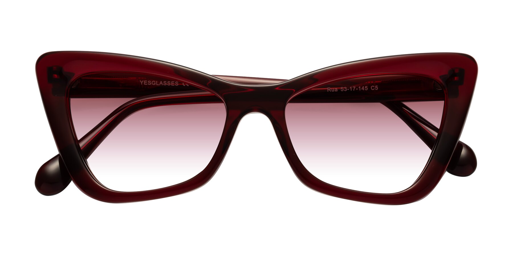 Folded Front of Rua in Wine with Garnet Gradient Lenses