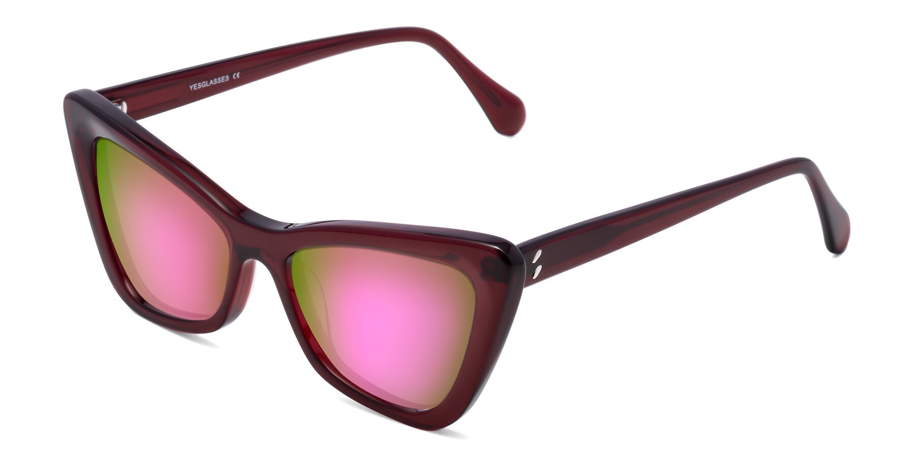 Angle of Rua in Wine with Pink Mirrored Lenses