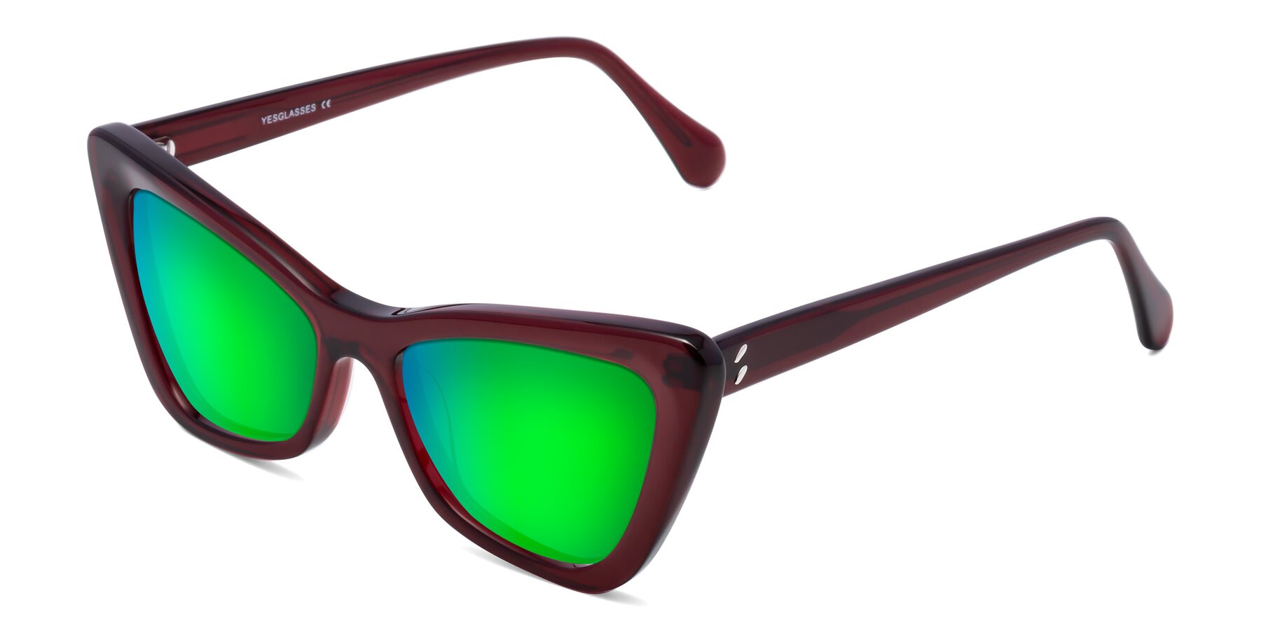 Angle of Rua in Wine with Green Mirrored Lenses
