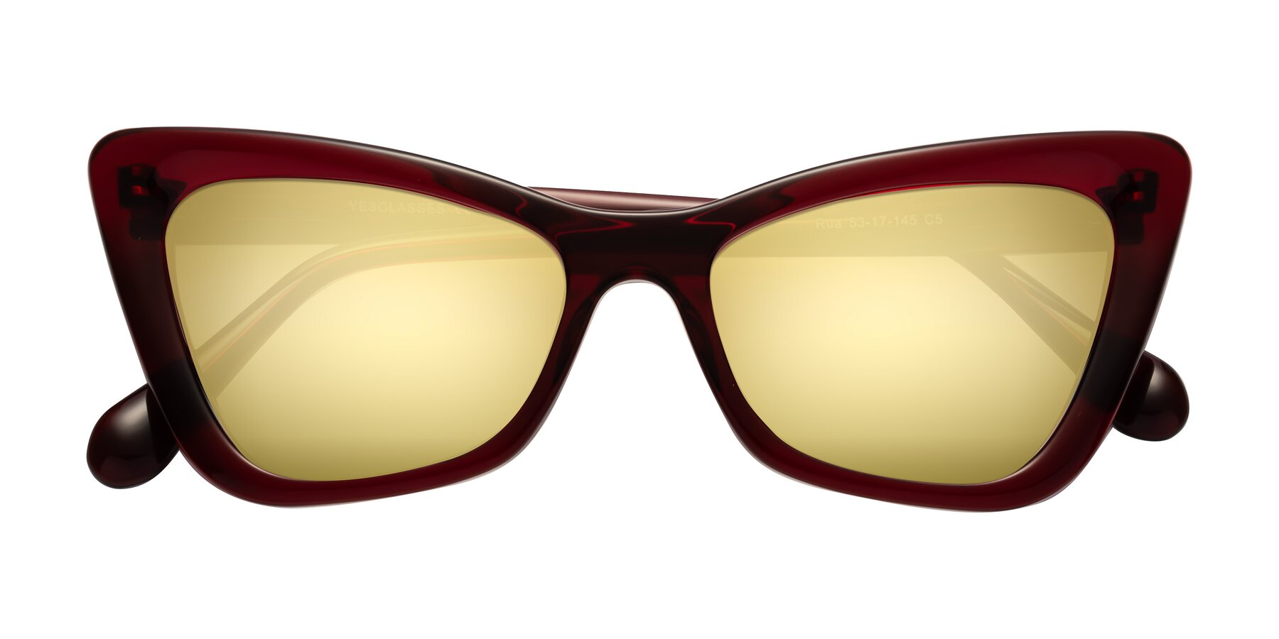 Folded Front of Rua in Wine with Gold Mirrored Lenses