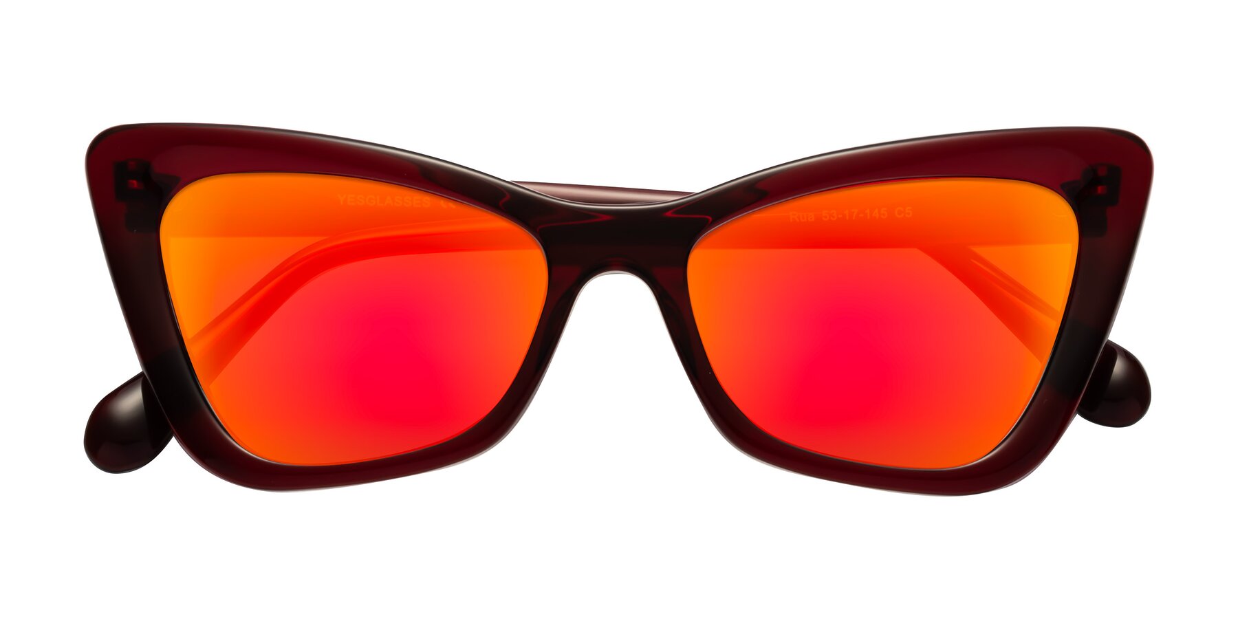Folded Front of Rua in Wine with Red Gold Mirrored Lenses
