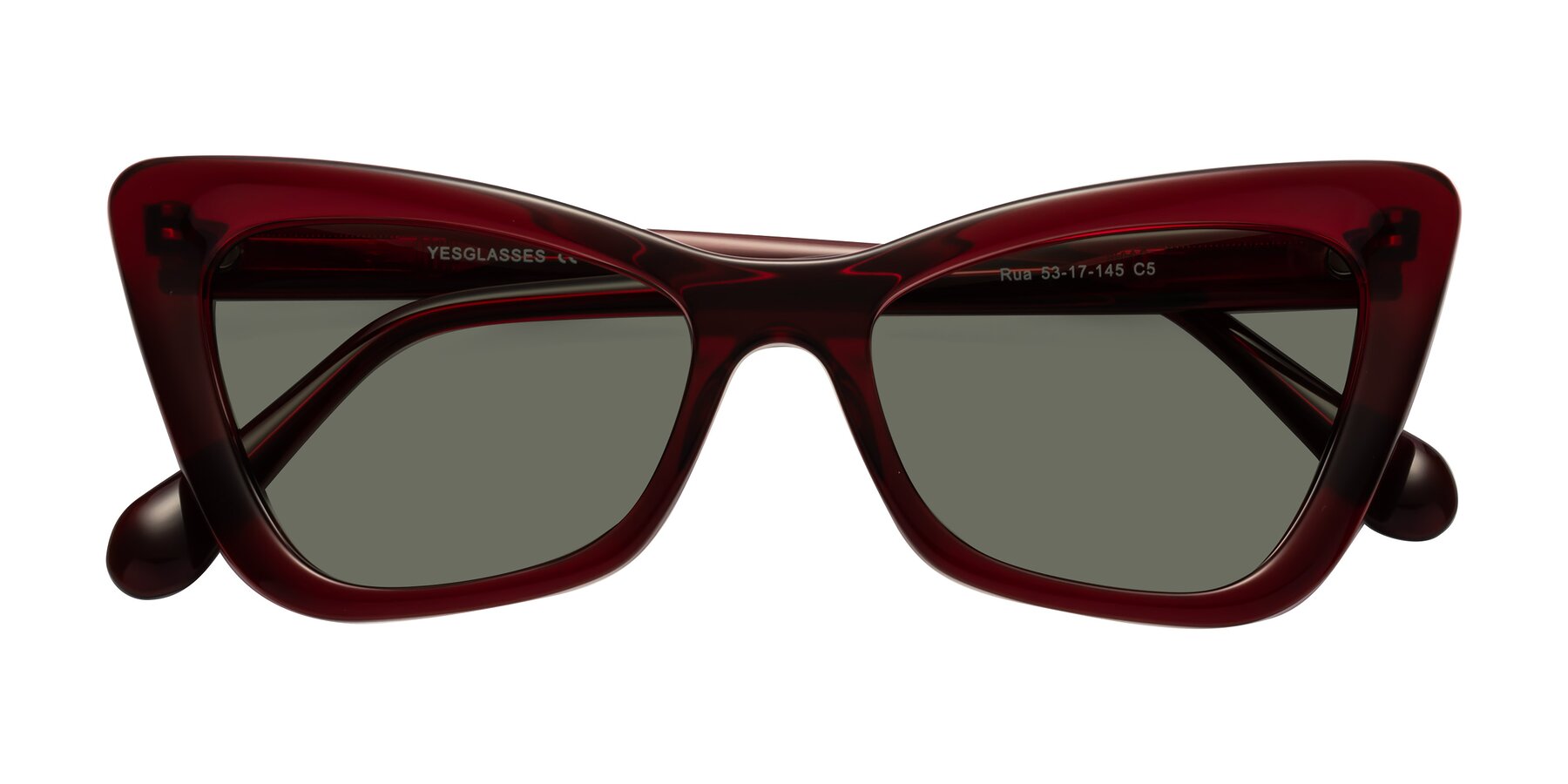 Folded Front of Rua in Wine with Gray Polarized Lenses