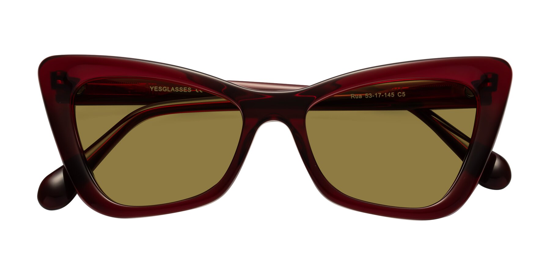 Folded Front of Rua in Wine with Brown Polarized Lenses