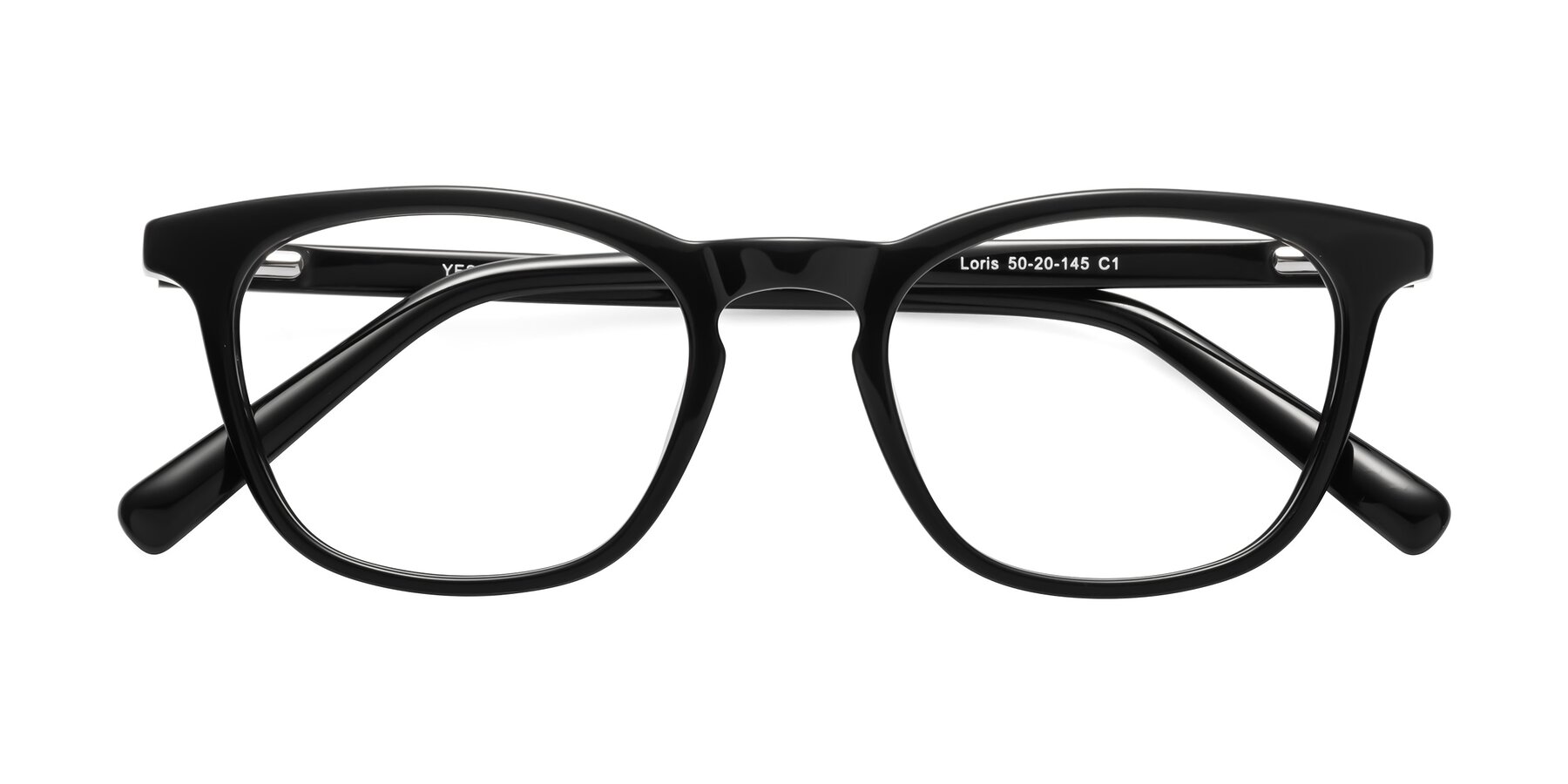 Folded Front of Loris in Black with Clear Reading Eyeglass Lenses