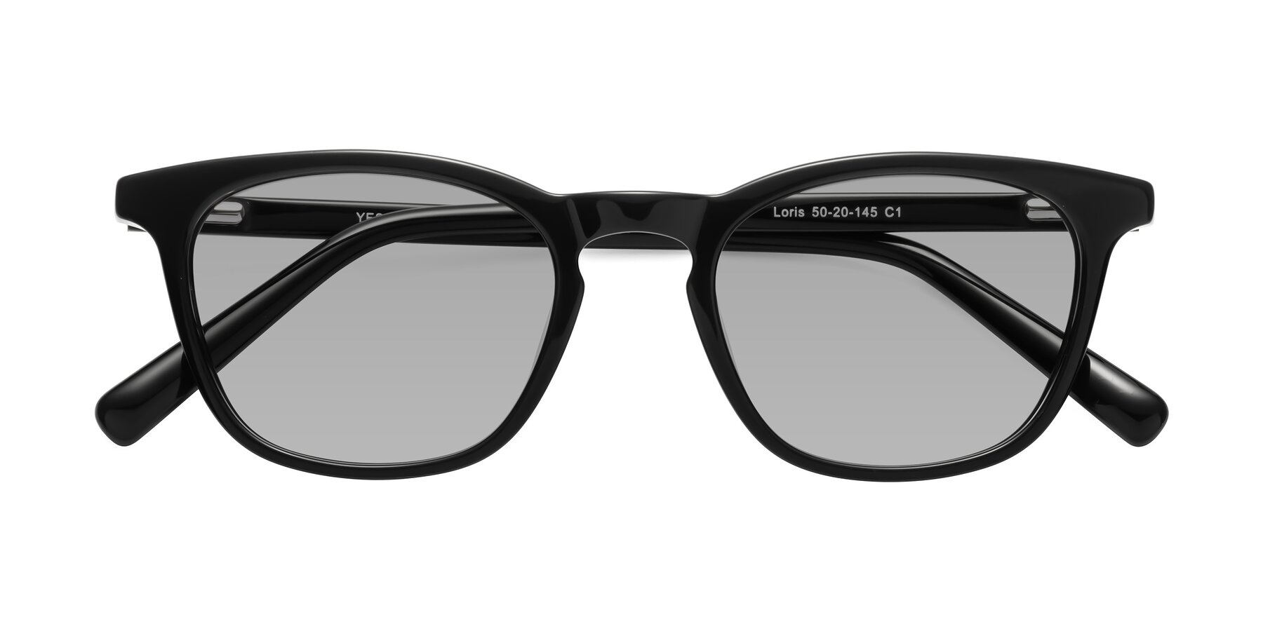 Folded Front of Loris in Black with Light Gray Tinted Lenses