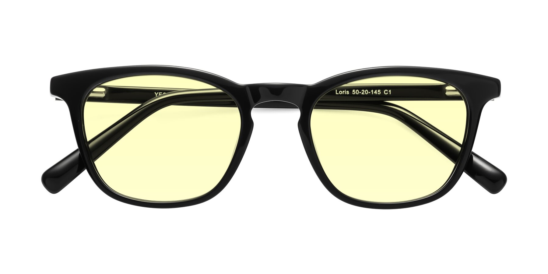 Folded Front of Loris in Black with Light Yellow Tinted Lenses