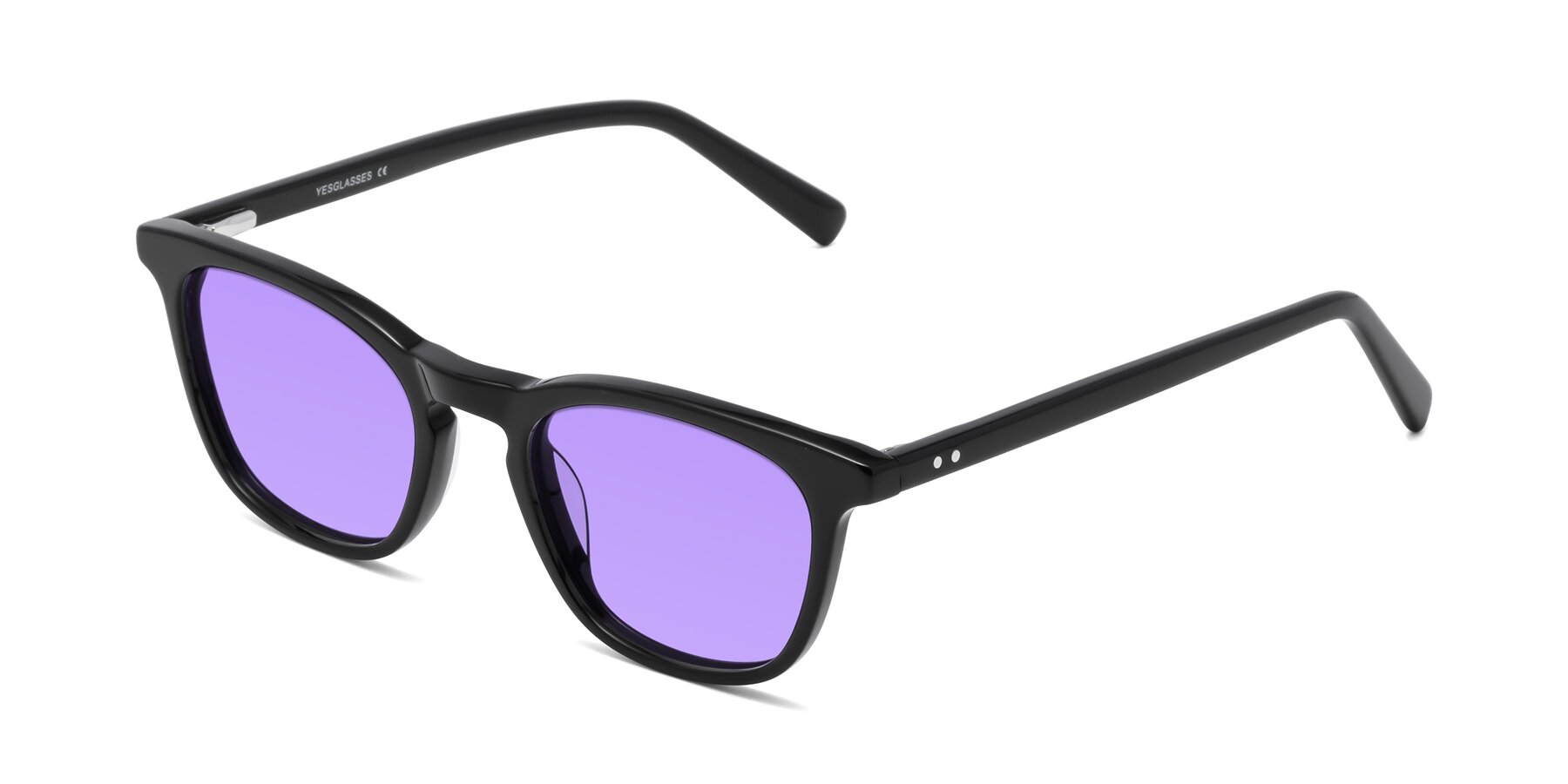 Angle of Loris in Black with Medium Purple Tinted Lenses