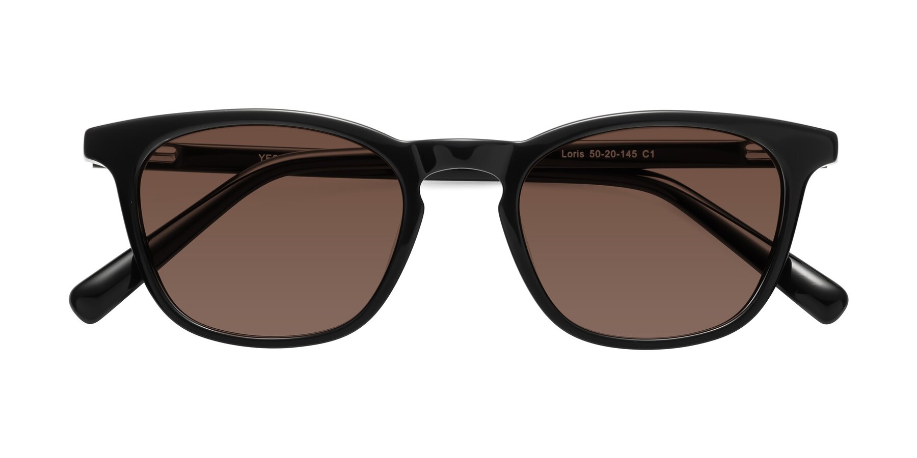 Folded Front of Loris in Black with Brown Tinted Lenses