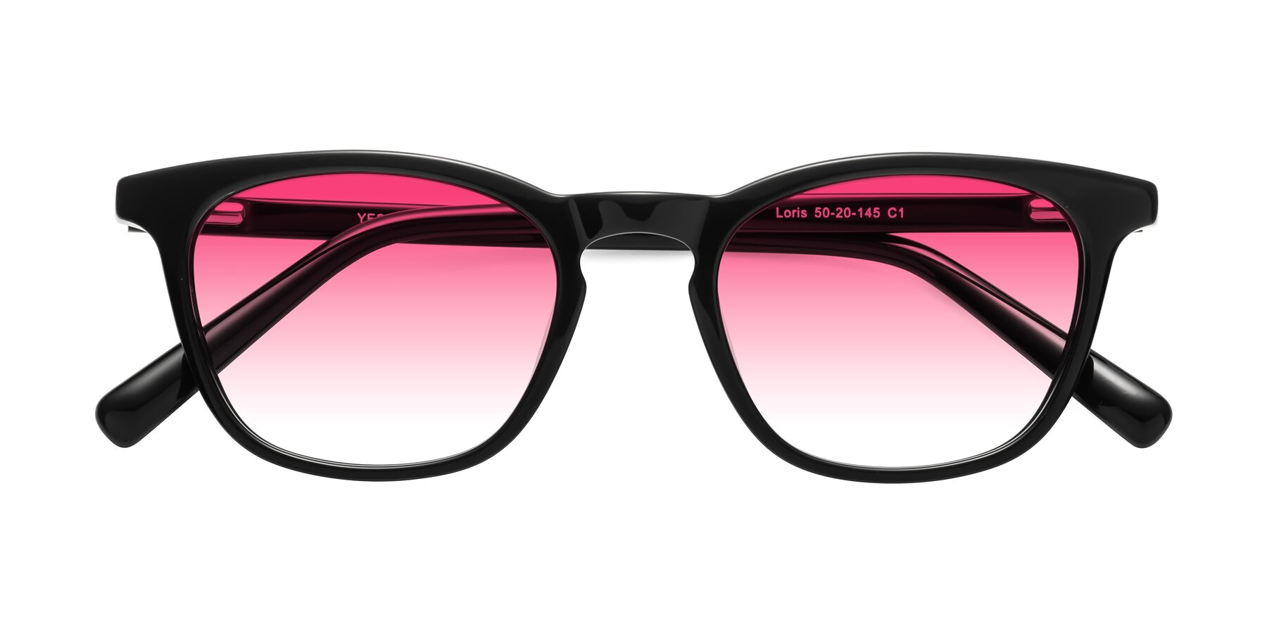 Folded Front of Loris in Black with Pink Gradient Lenses