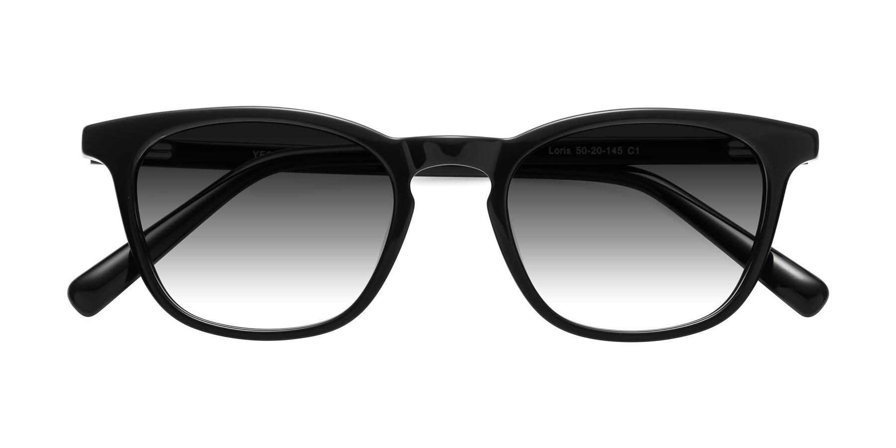 Folded Front of Loris in Black with Gray Gradient Lenses