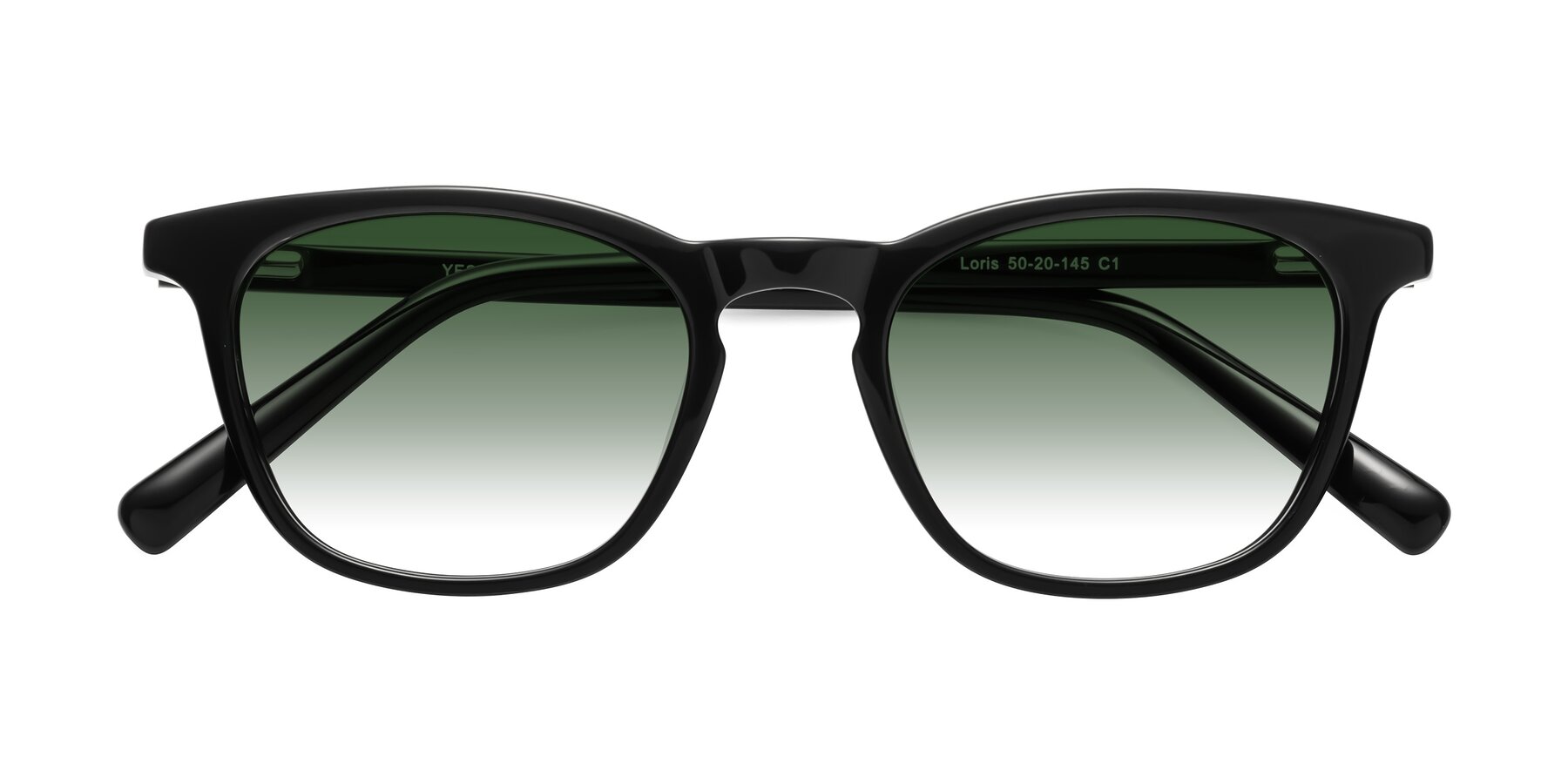 Folded Front of Loris in Black with Green Gradient Lenses