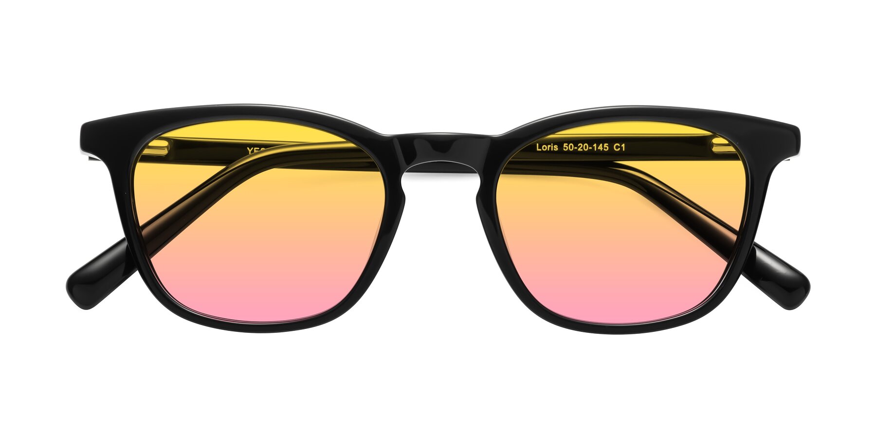 Folded Front of Loris in Black with Yellow / Pink Gradient Lenses