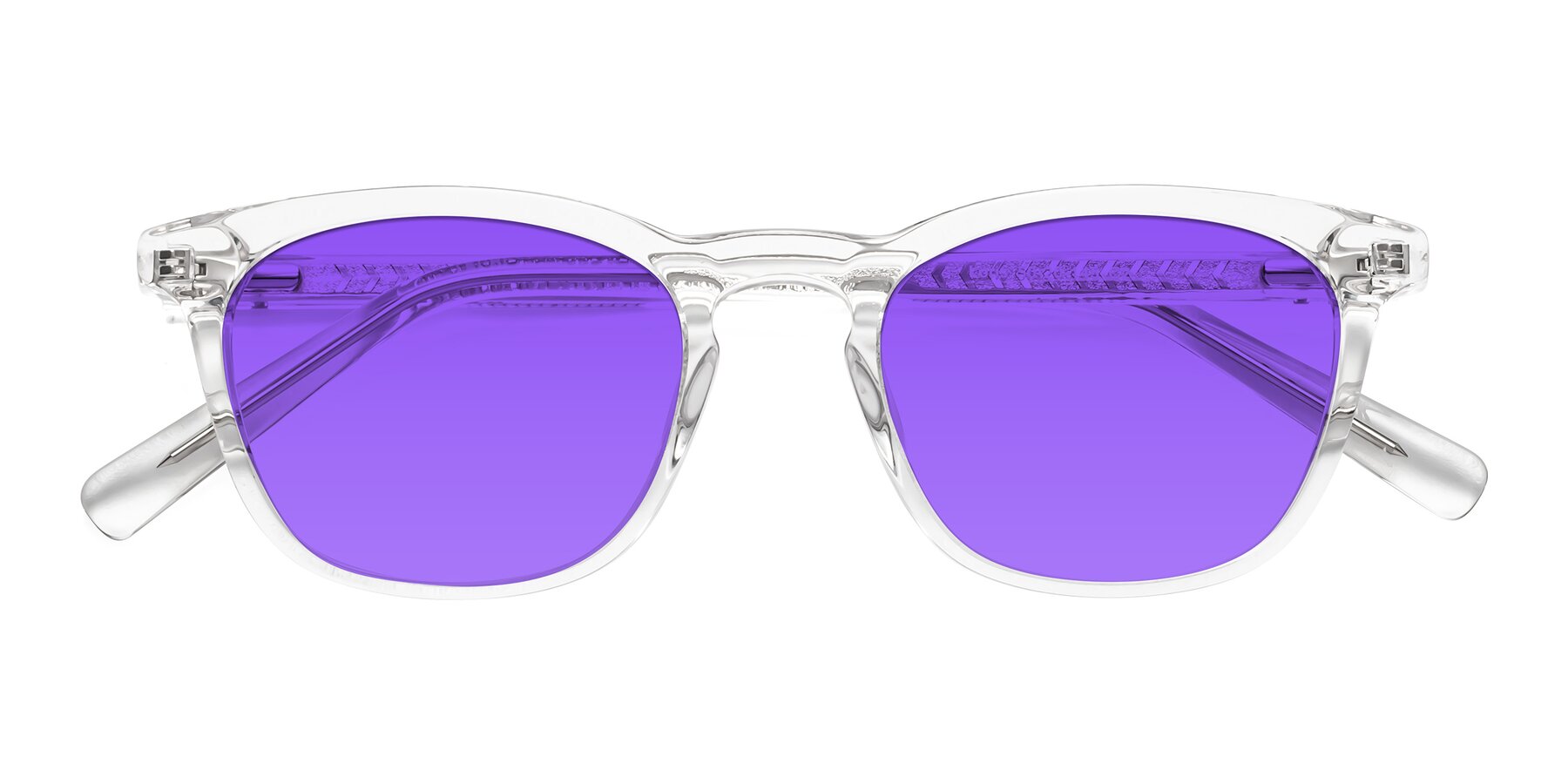 Folded Front of Loris in Clear with Purple Tinted Lenses