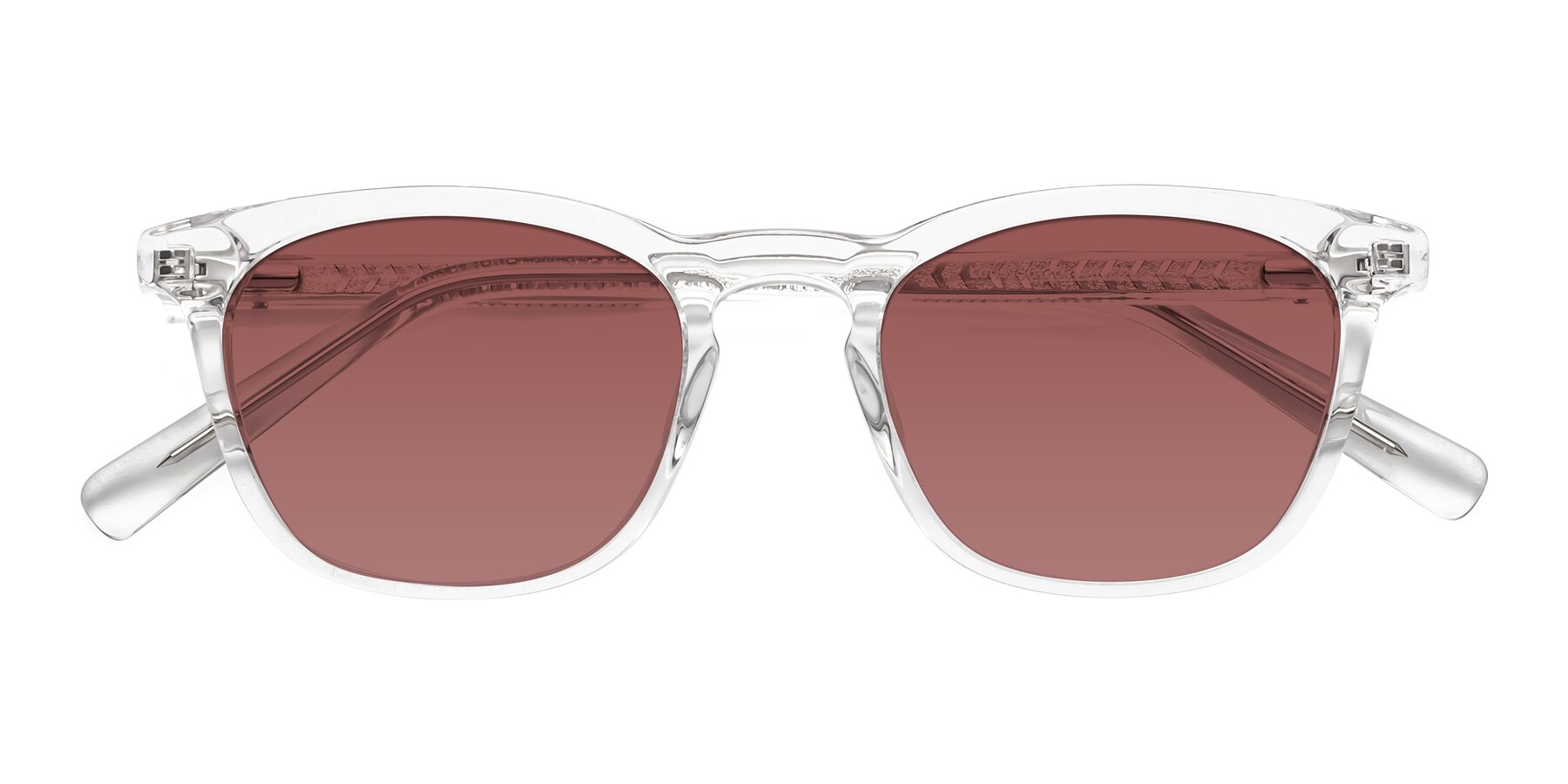 Folded Front of Loris in Clear with Garnet Tinted Lenses