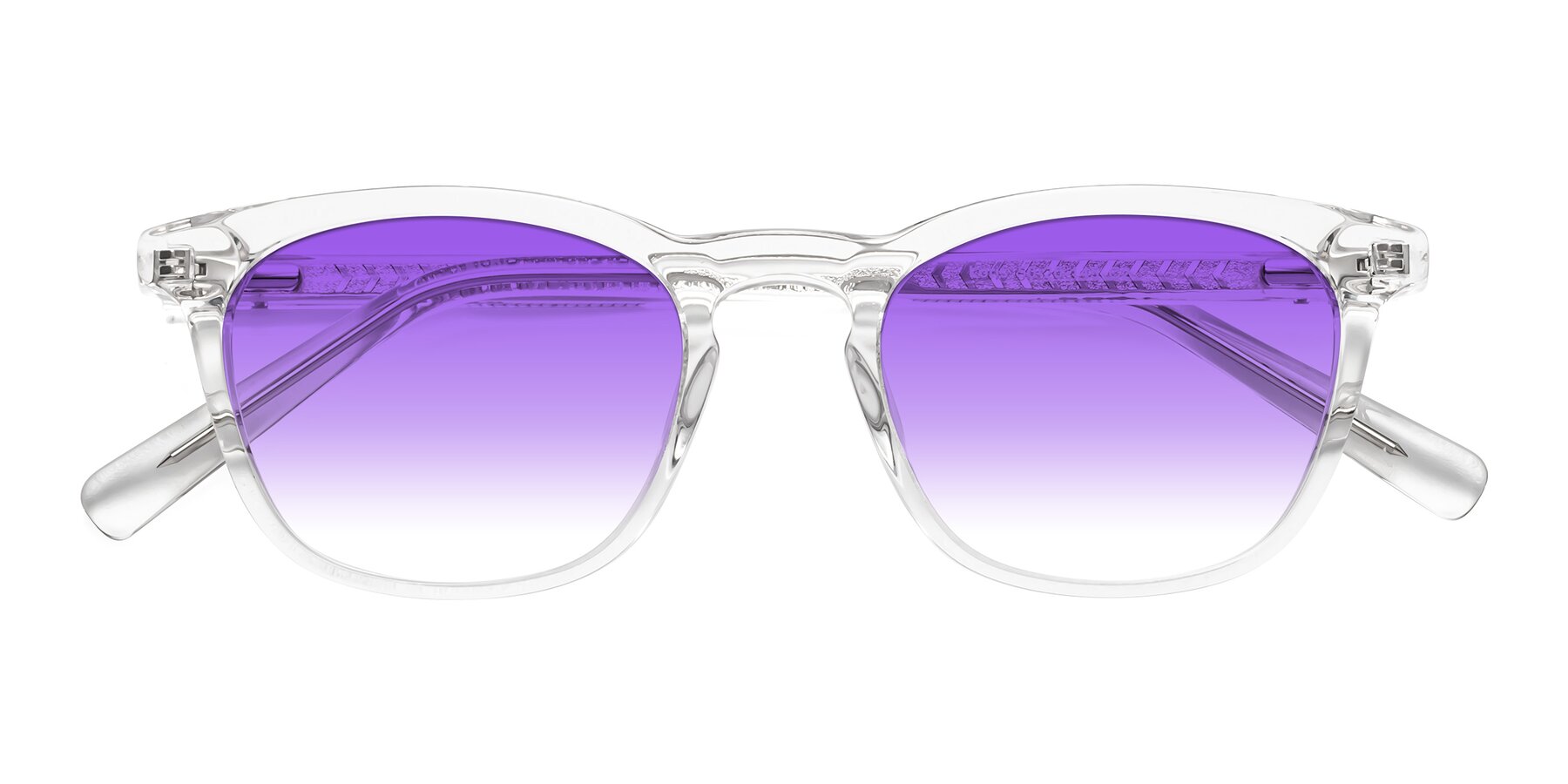 Folded Front of Loris in Clear with Purple Gradient Lenses
