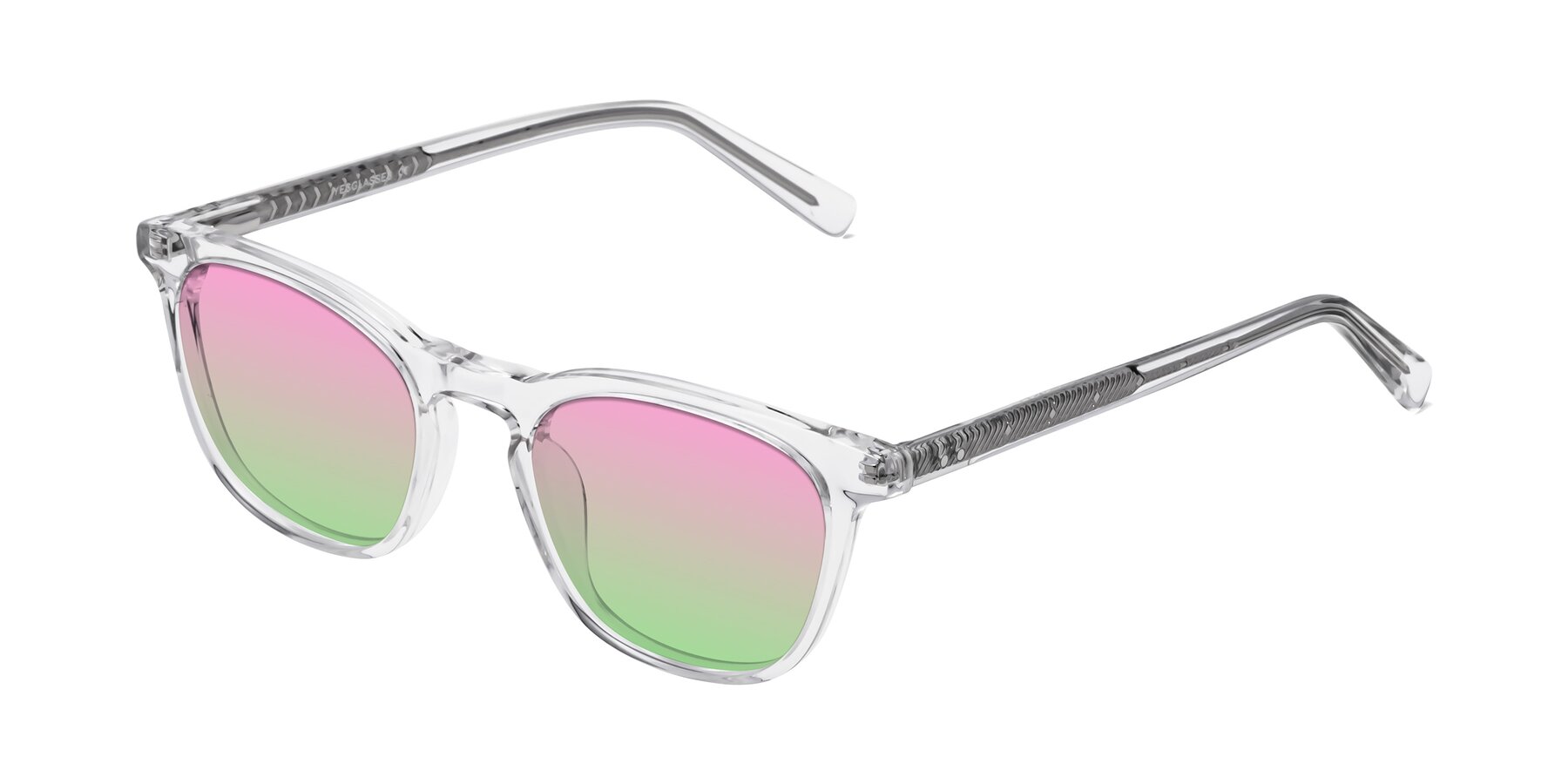Angle of Loris in Clear with Pink / Green Gradient Lenses