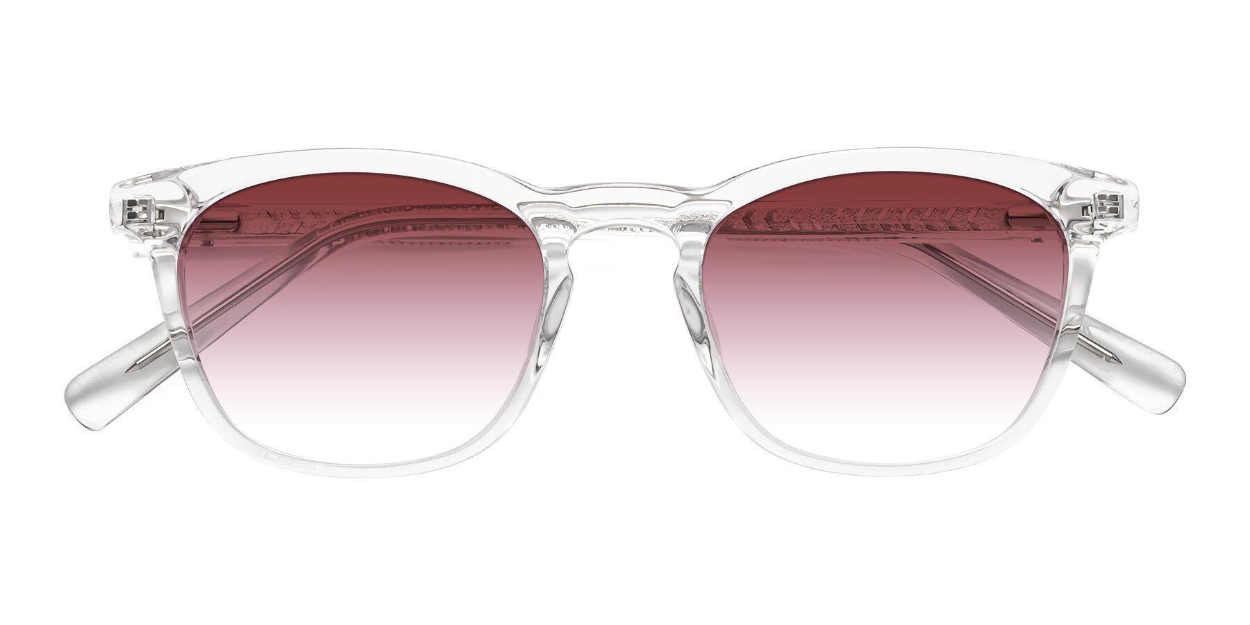 Folded Front of Loris in Clear with Garnet Gradient Lenses