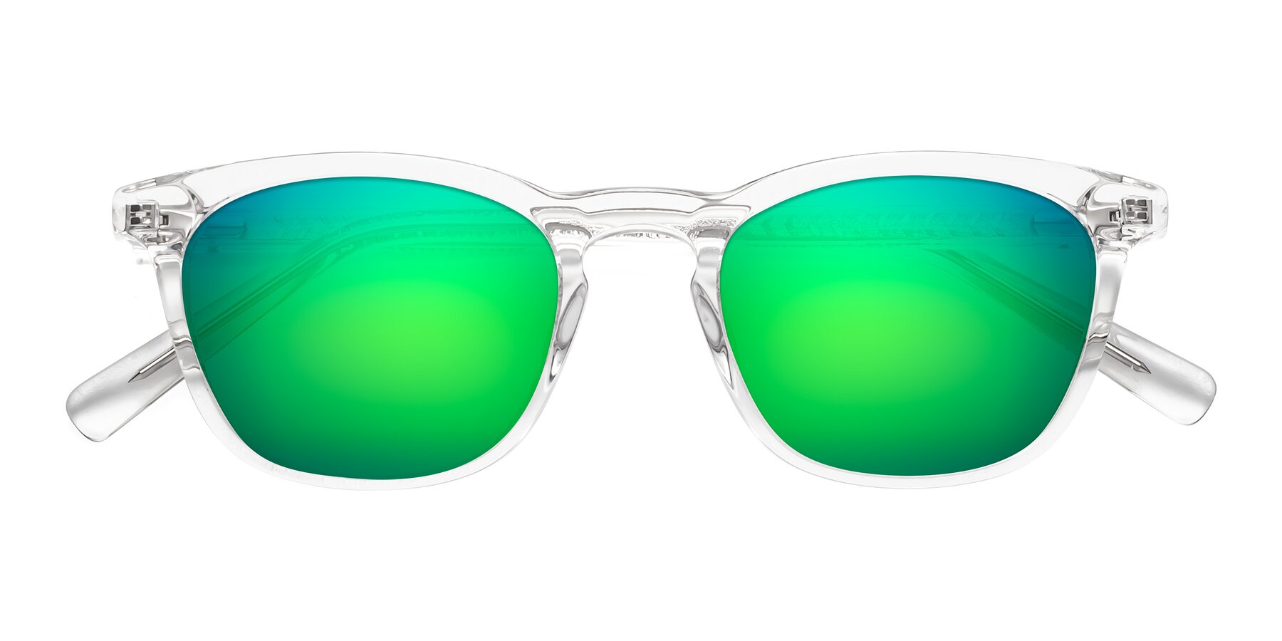 Folded Front of Loris in Clear with Green Mirrored Lenses