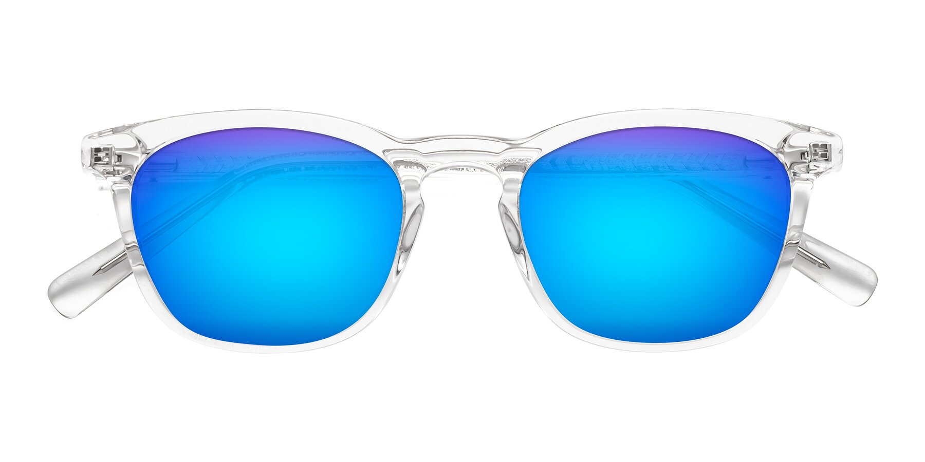 Folded Front of Loris in Clear with Blue Mirrored Lenses