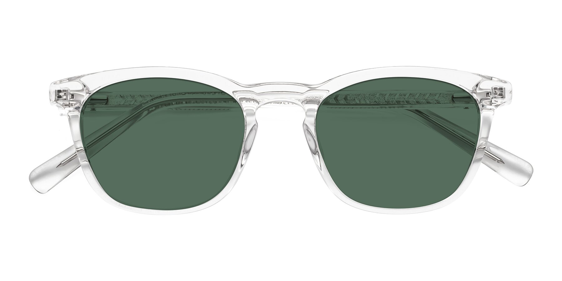 Folded Front of Loris in Clear with Green Polarized Lenses