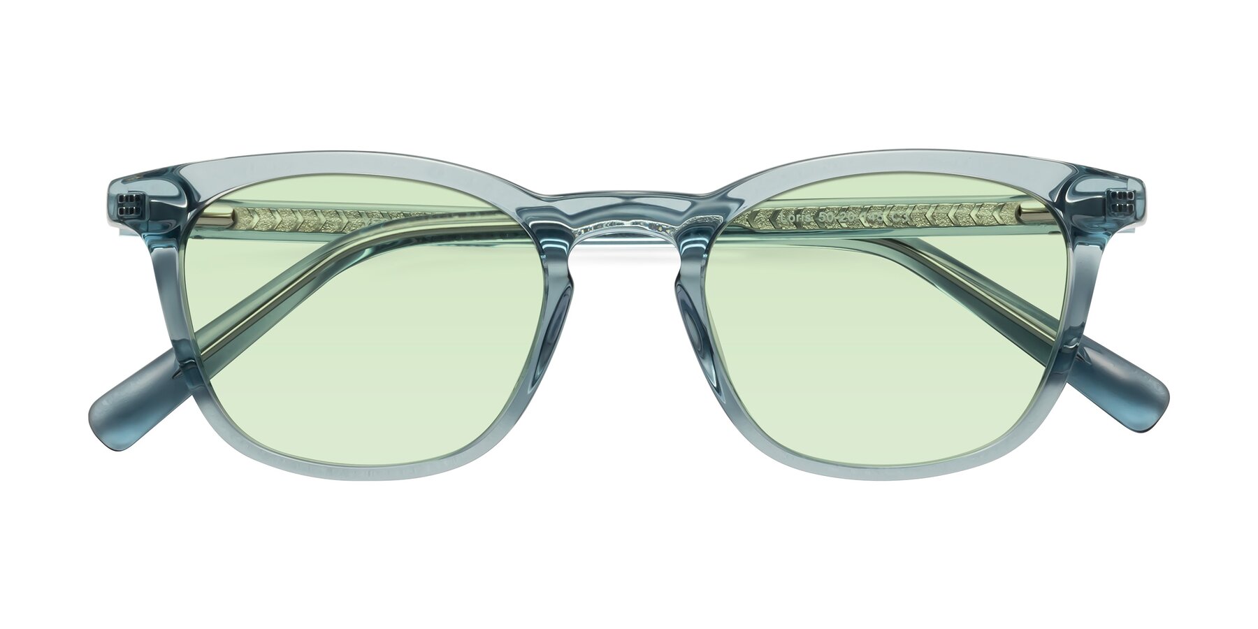 Folded Front of Loris in Light Blue with Light Green Tinted Lenses