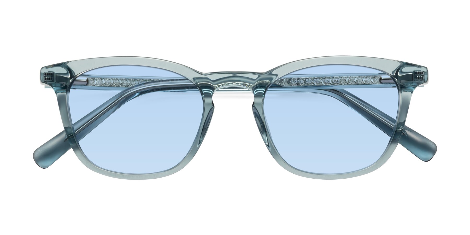 Folded Front of Loris in Light Blue with Light Blue Tinted Lenses