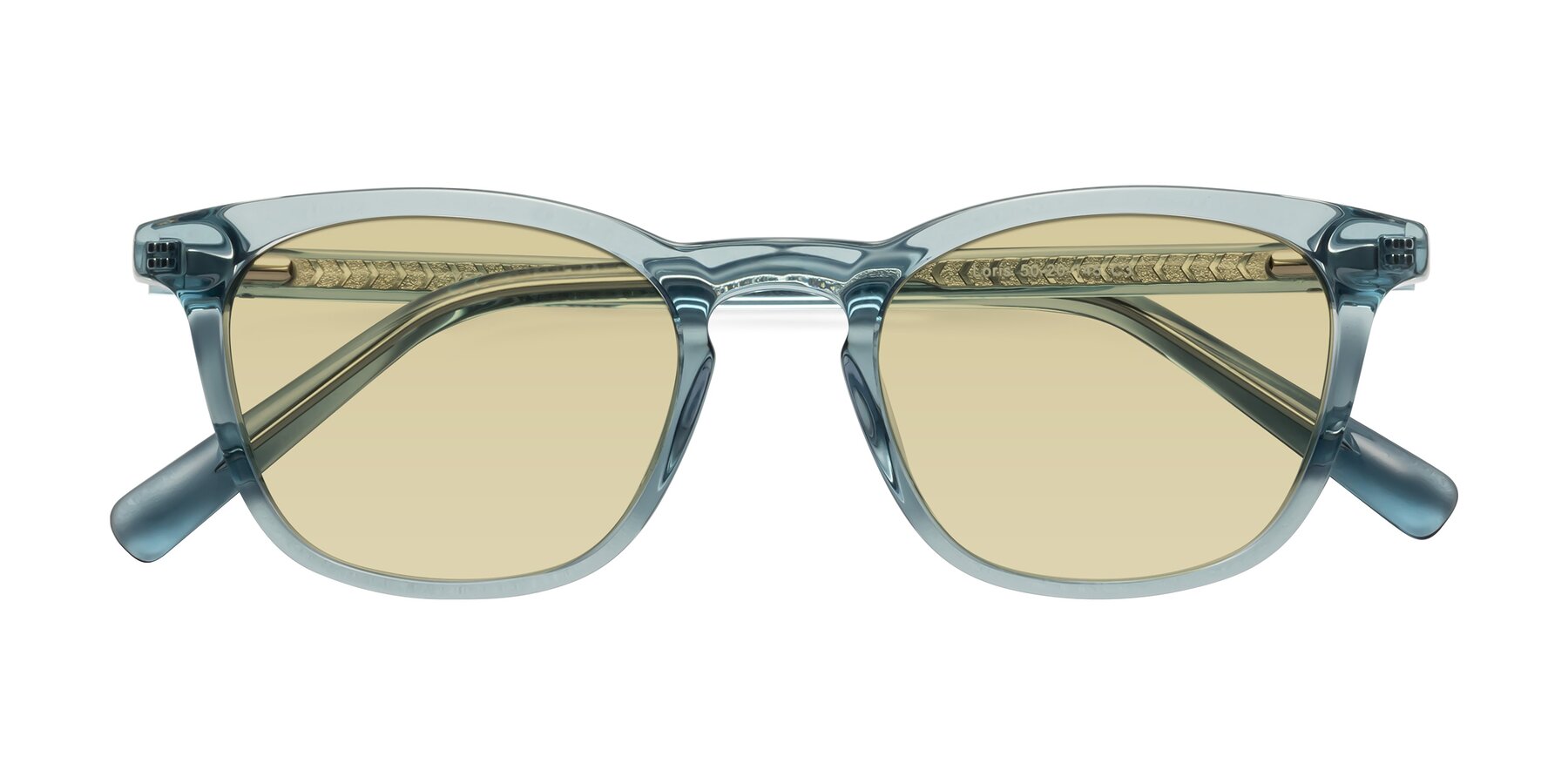 Folded Front of Loris in Light Blue with Light Champagne Tinted Lenses