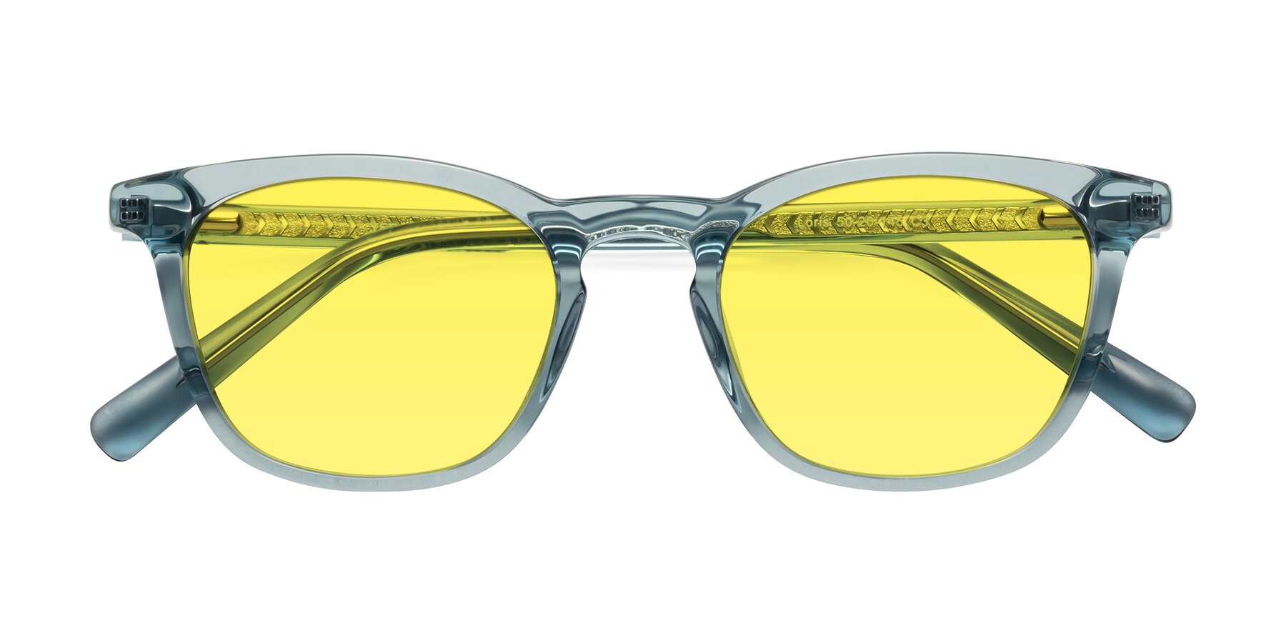 Folded Front of Loris in Light Blue with Medium Yellow Tinted Lenses