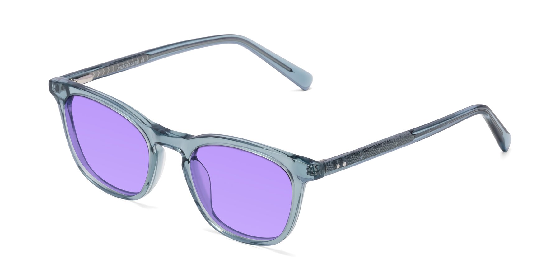 Angle of Loris in Light Blue with Medium Purple Tinted Lenses