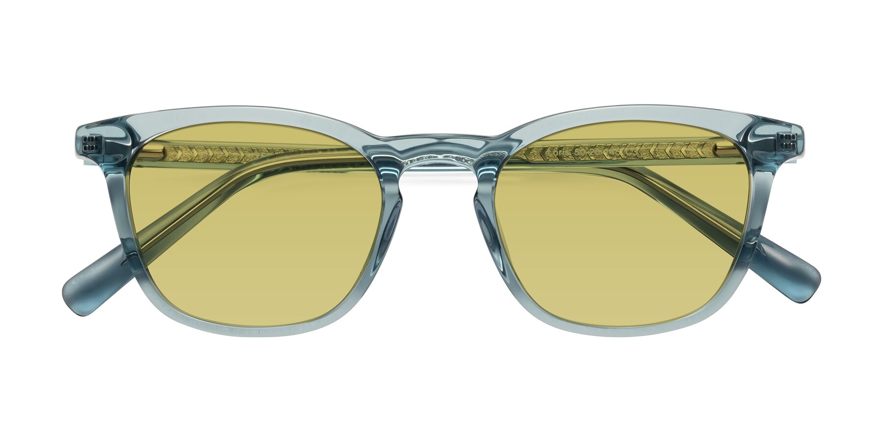 Folded Front of Loris in Light Blue with Medium Champagne Tinted Lenses