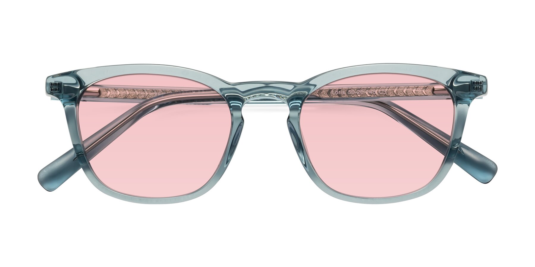 Folded Front of Loris in Light Blue with Light Garnet Tinted Lenses