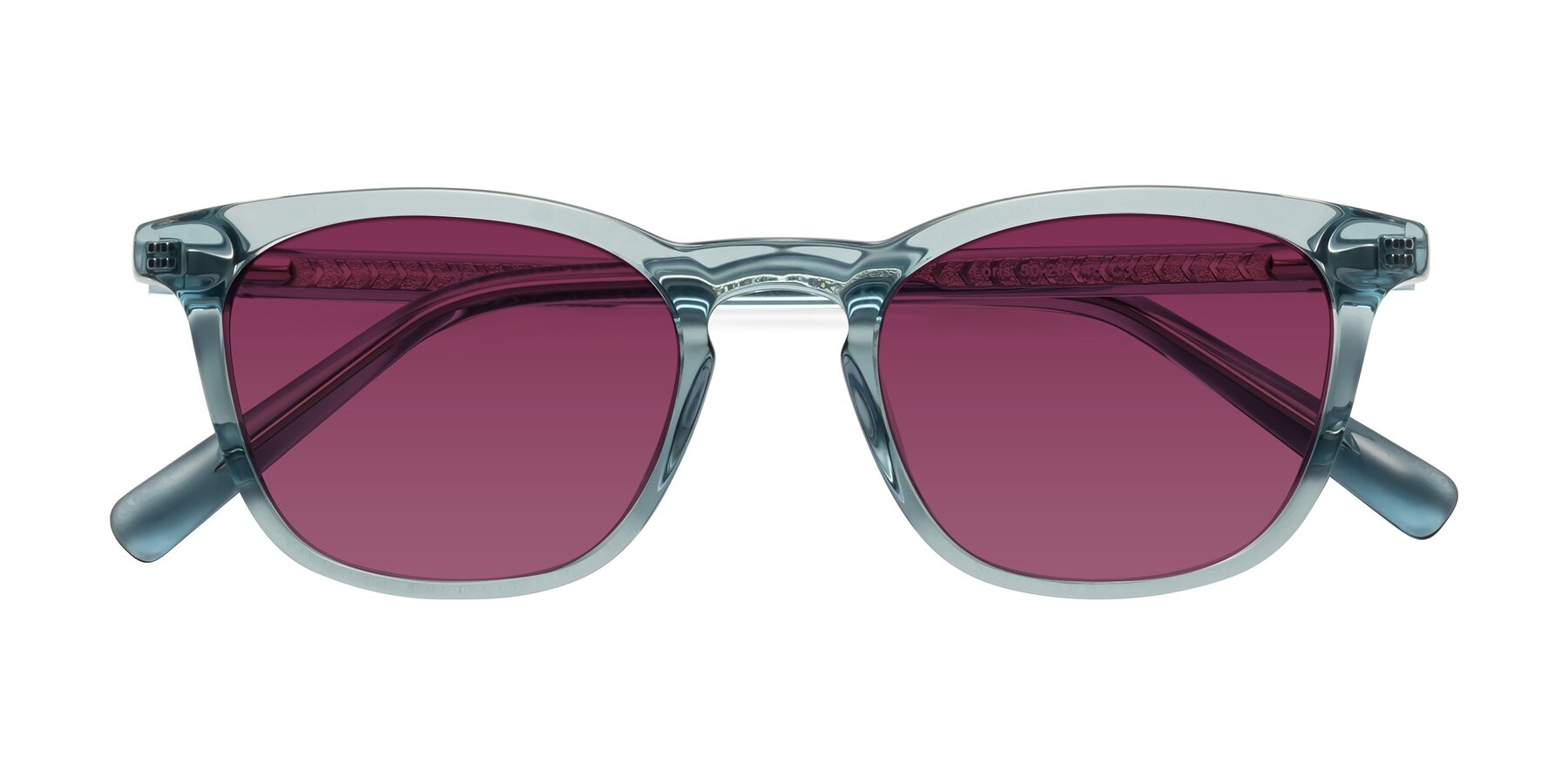 Folded Front of Loris in Light Blue with Wine Tinted Lenses