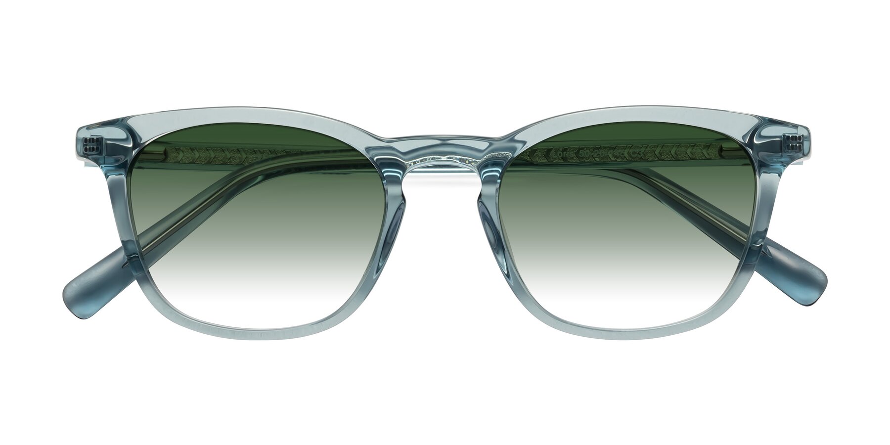 Folded Front of Loris in Light Blue with Green Gradient Lenses