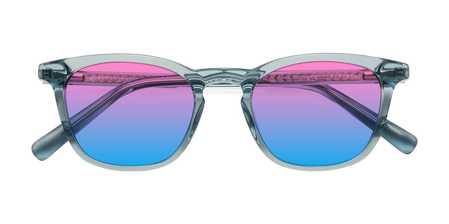 Folded Front of Loris in Light Blue with Pink / Blue Gradient Lenses