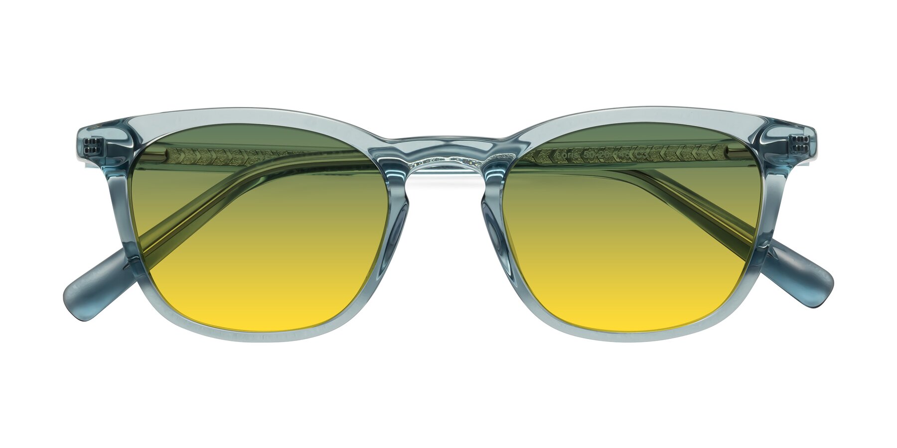 Folded Front of Loris in Light Blue with Green / Yellow Gradient Lenses