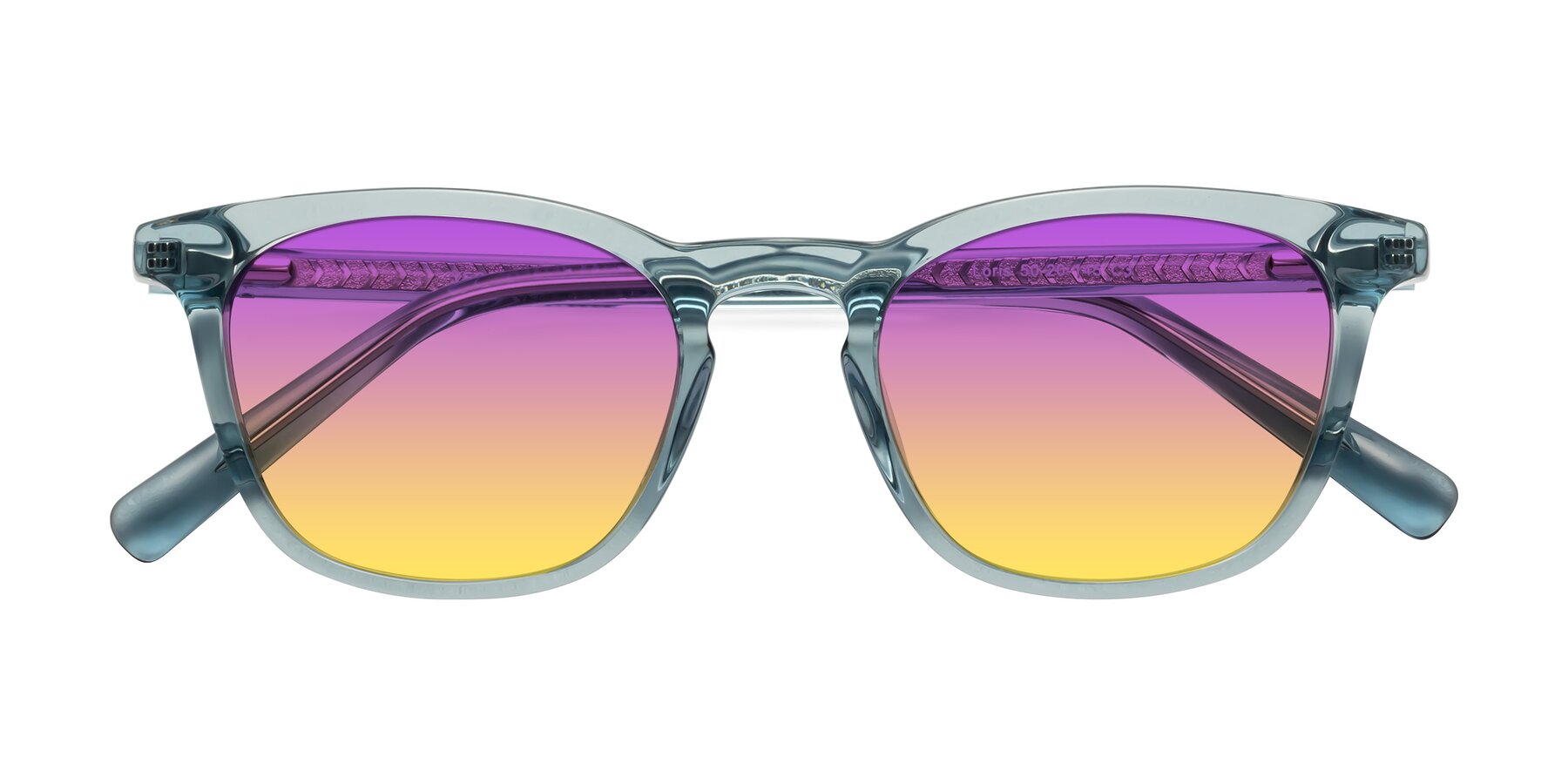 Folded Front of Loris in Light Blue with Purple / Yellow Gradient Lenses