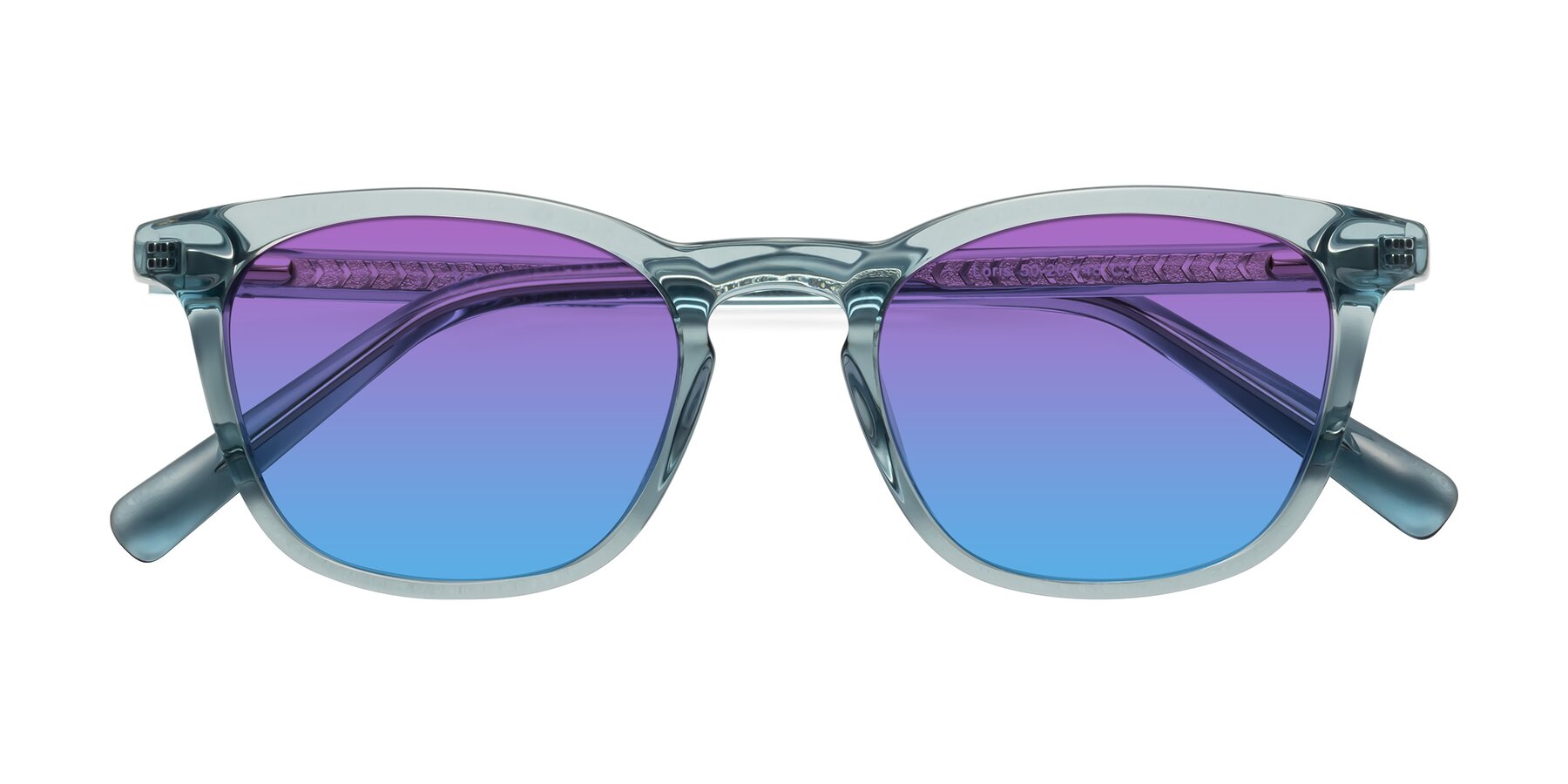 Folded Front of Loris in Light Blue with Purple / Blue Gradient Lenses